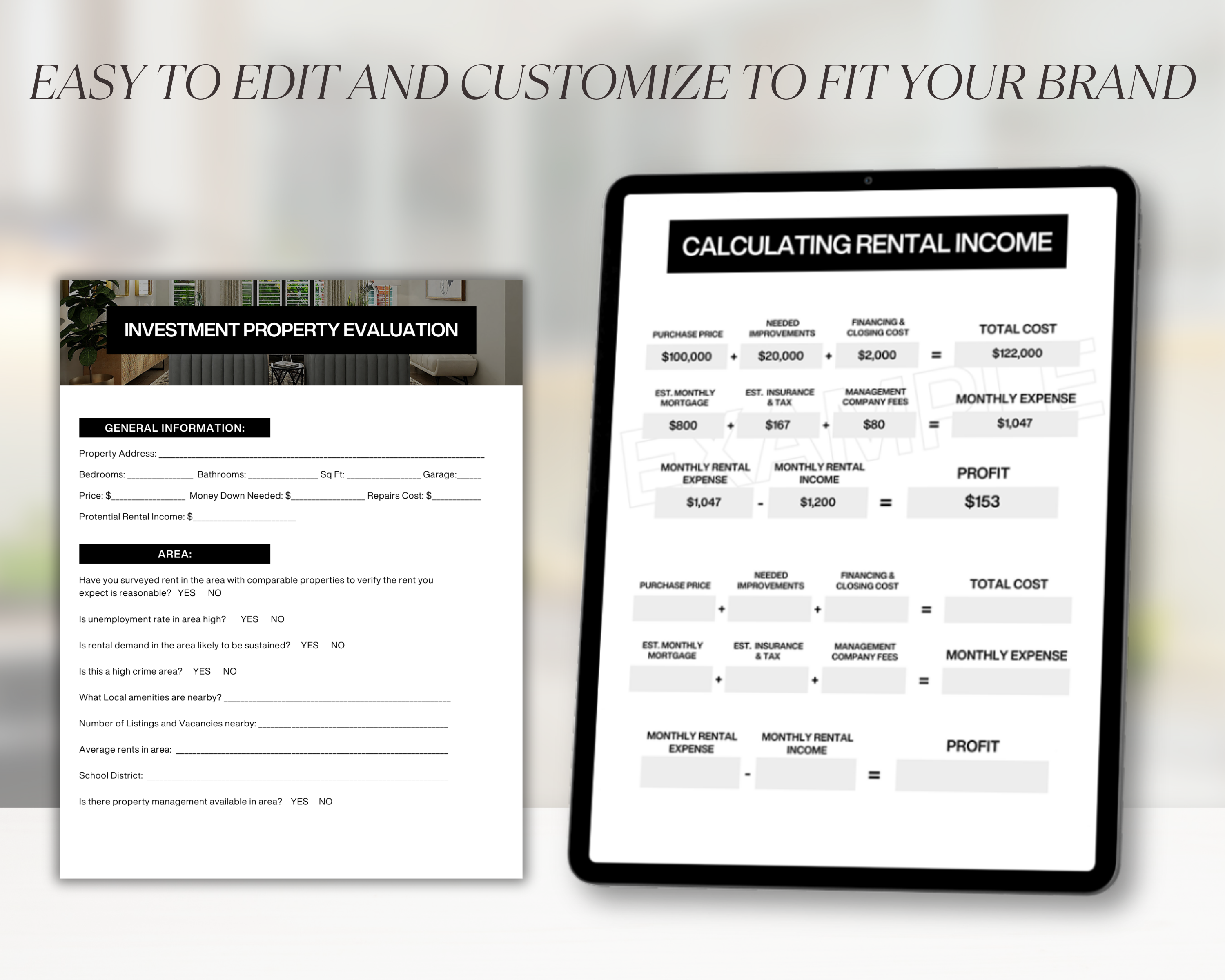 Investment Property Evaluation Form, Real Estate Template, Home Buyer, Real Estate Survey, Realtor Flyer, Real Estate Canva, Buyer Packet