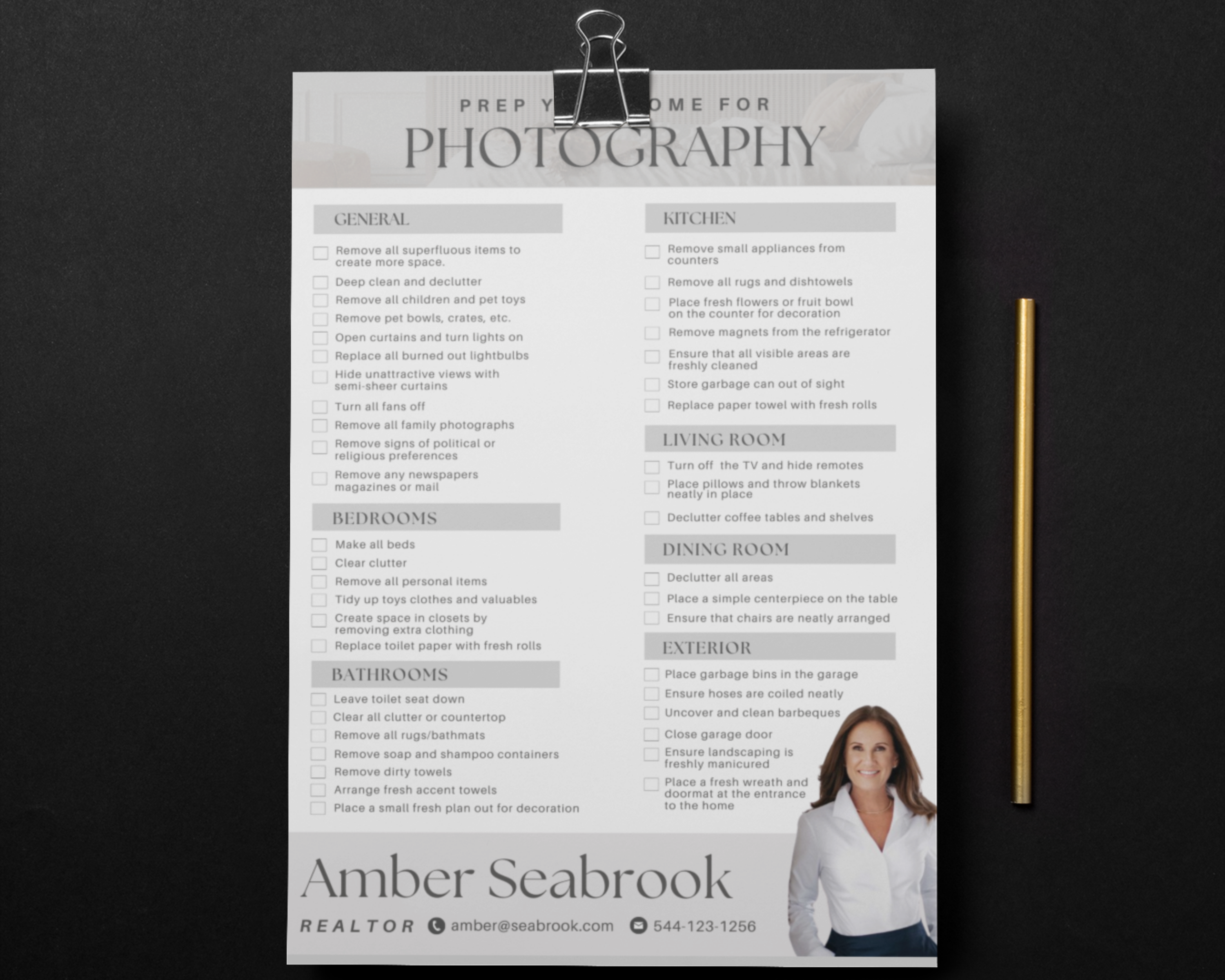 Real Estate Photography Prep Checklist, Real Estate Marketing, Home Seller Guide, Real Estate Flyer, Realtor Photography, Canva Template