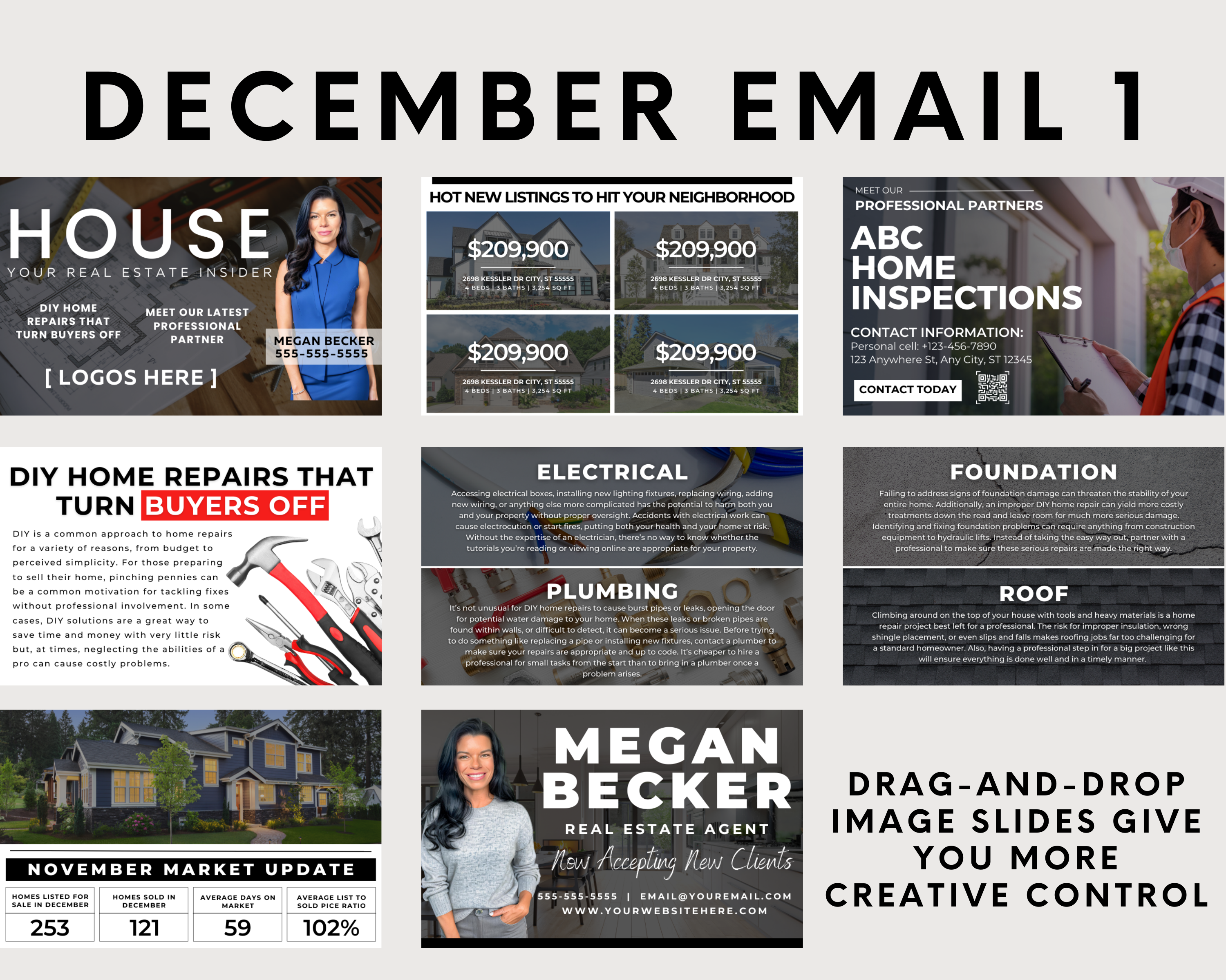 Real Estate Email Newsletter Bundle, Email Newsletter Template, Real Estate Farming, Realtor Newsletter, Email Marketing, Real Estate Mailer