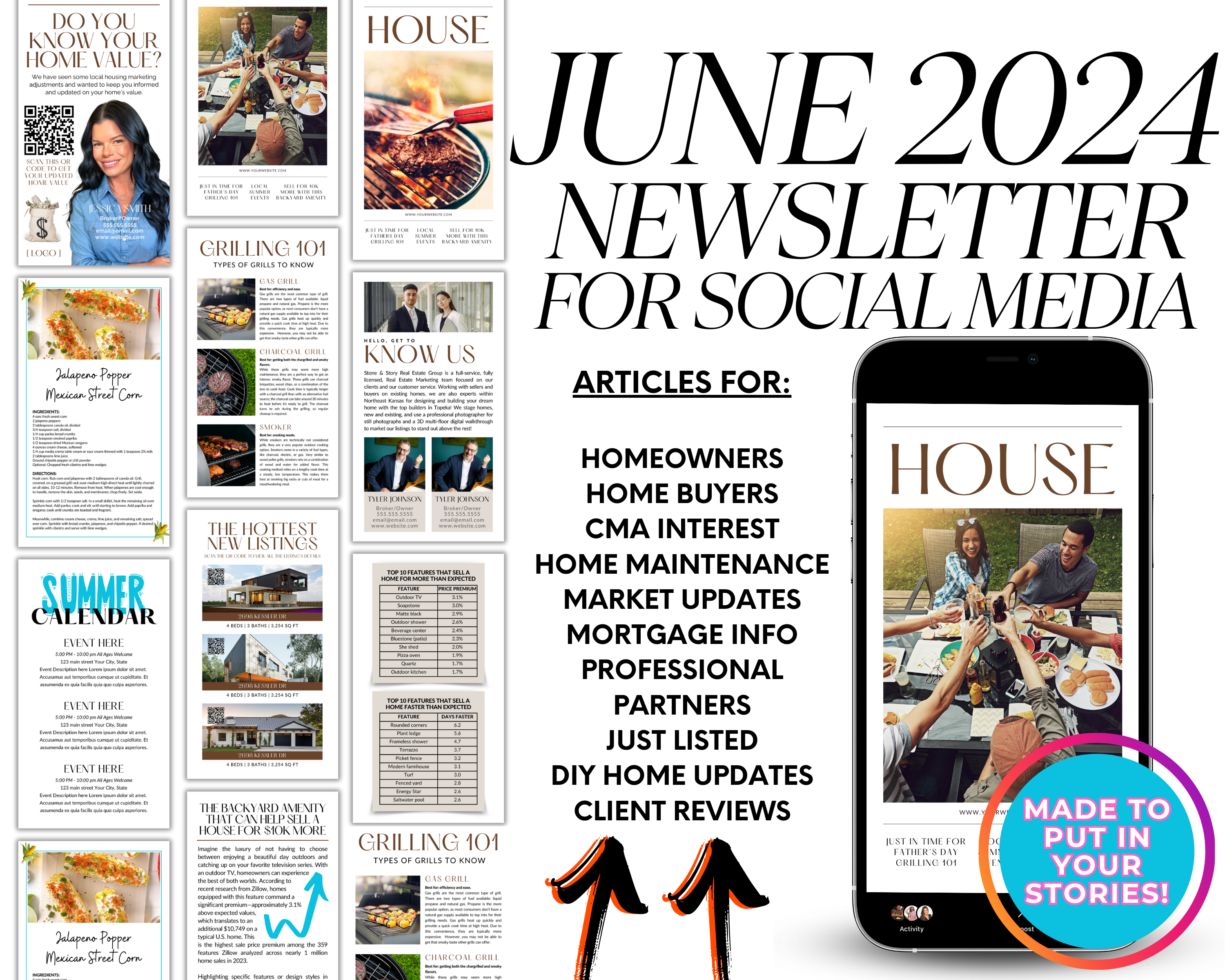 Real Estate Newsletter Story, 2024 June Newsletter, Realtor Instagram, Real Estate Social Media, Newsletter Template, Real Estate Flyer