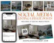 Real Estate Social Media Posts, Just Sold Posts, Under Contract Posts, Just Listed Posts, Open House Posts, Real Estate Marketing, Canva