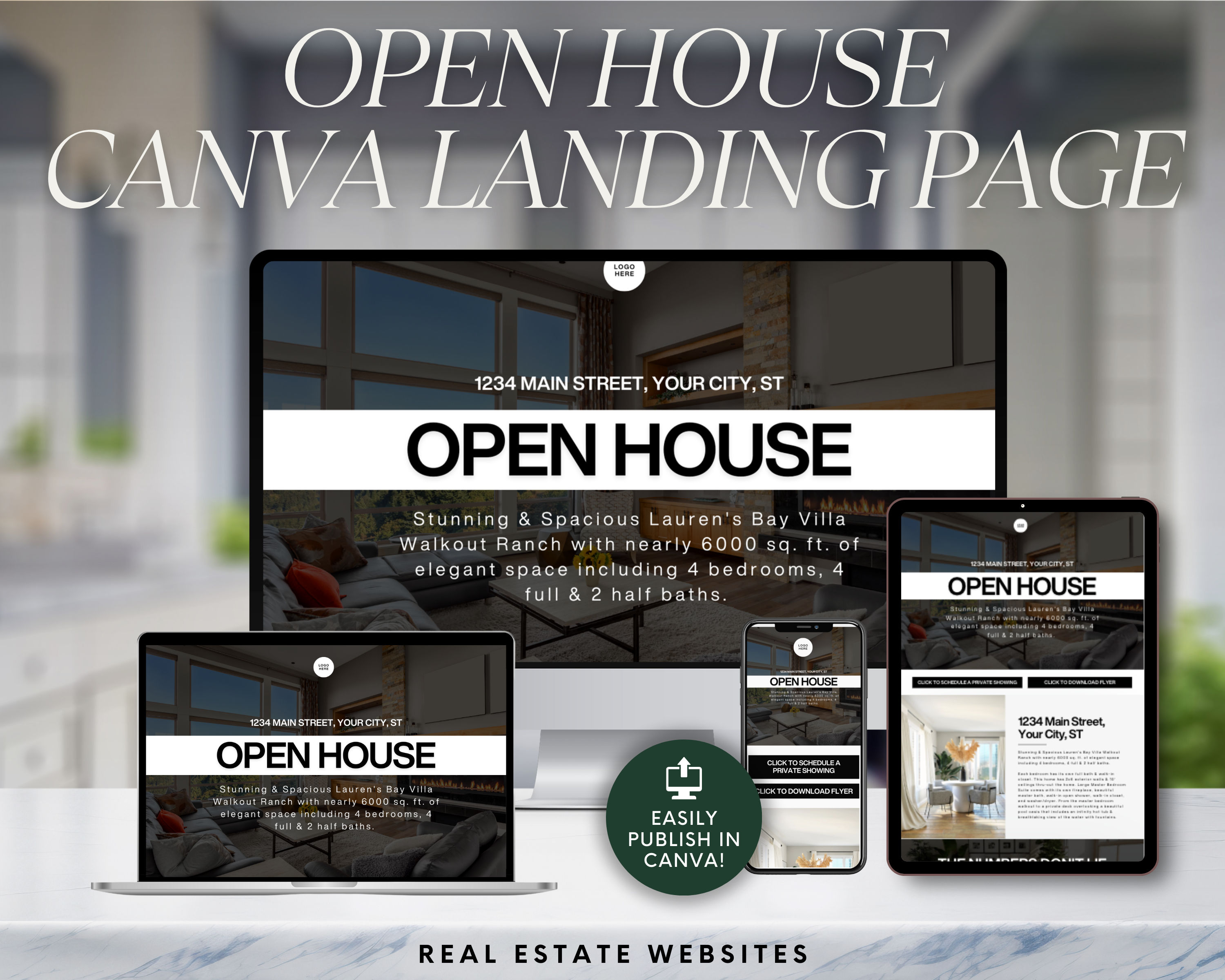 Open House Canva Landing Pages - Classic Design Style