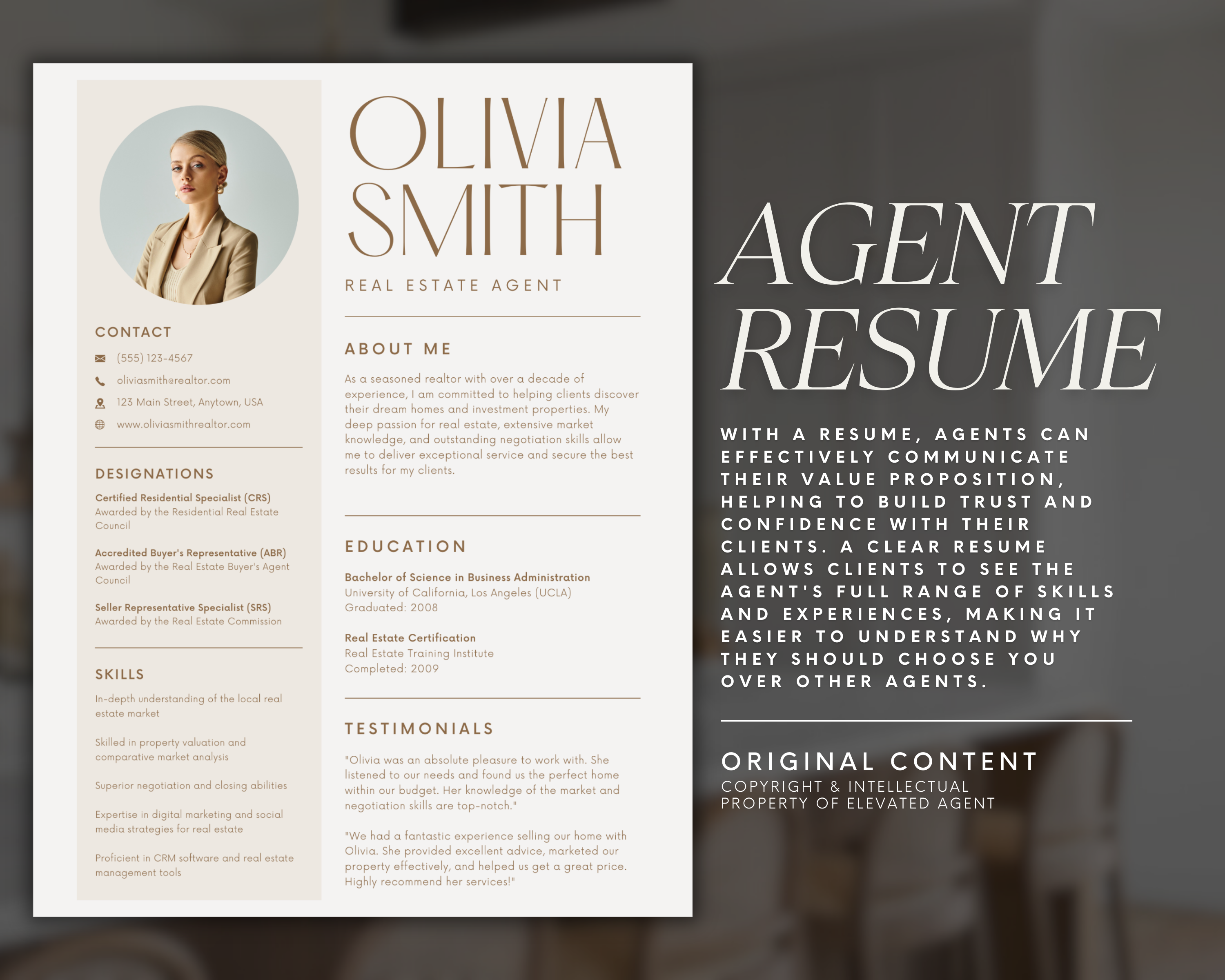 Real Estate Agent Resume, Realtor Marketing, Real Estate Template, Resume Template, Realtor CV, Professional Resume, Realtor Resume, Canva