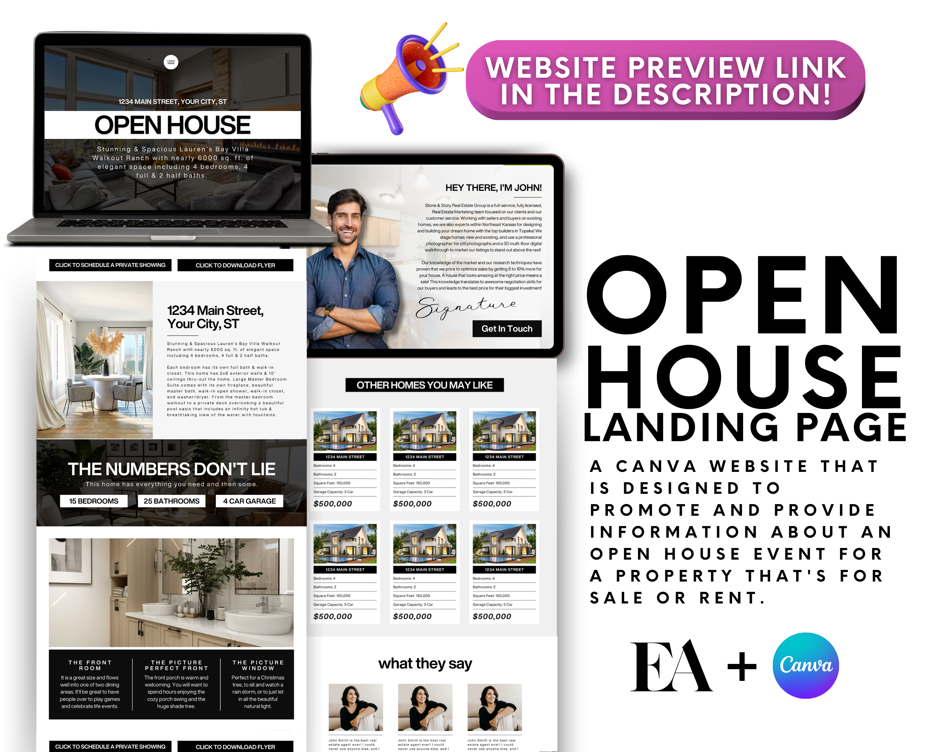 Open House Canva Landing Page - Classic Design Style