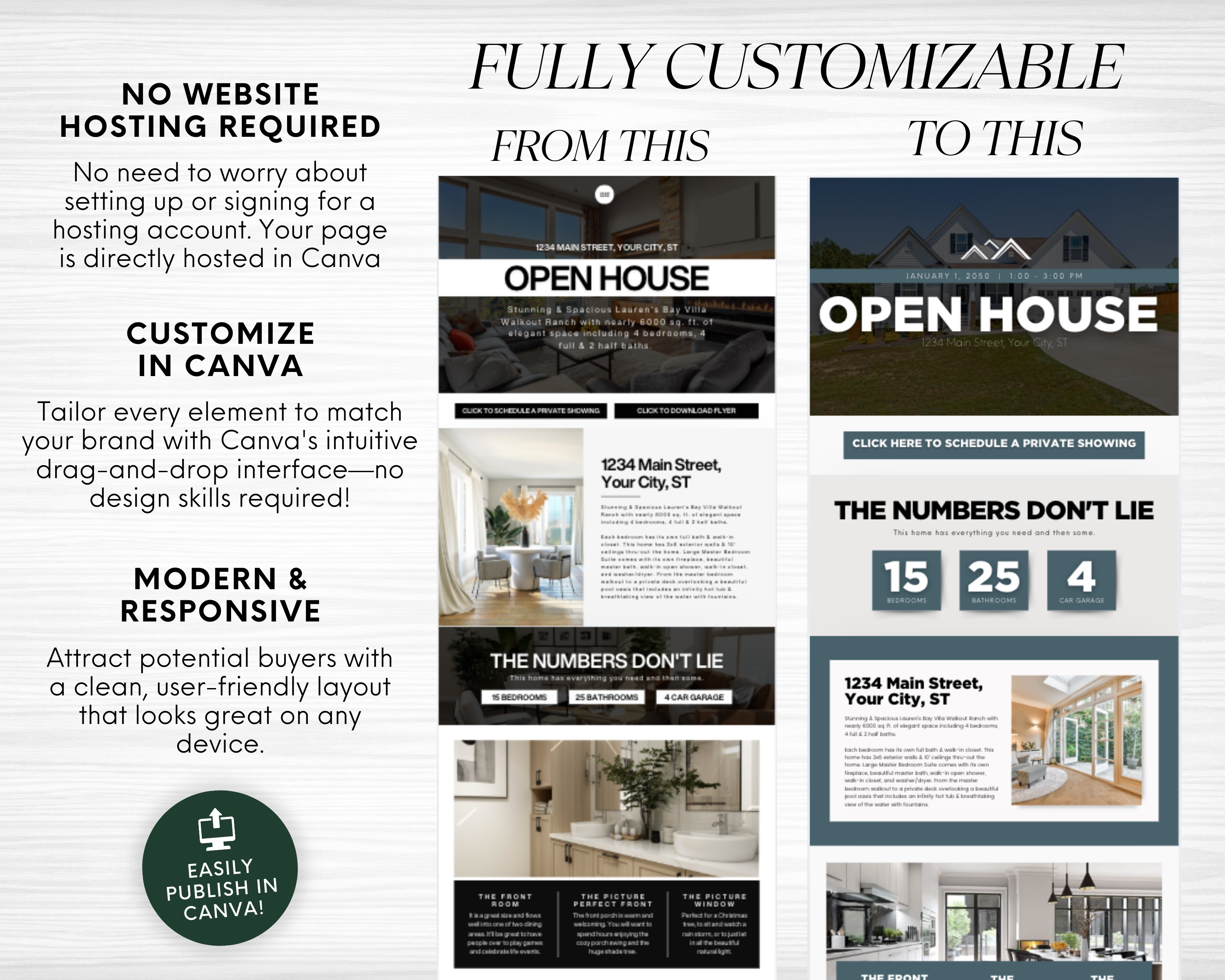 Open House Canva Landing Page - Classic Design Style