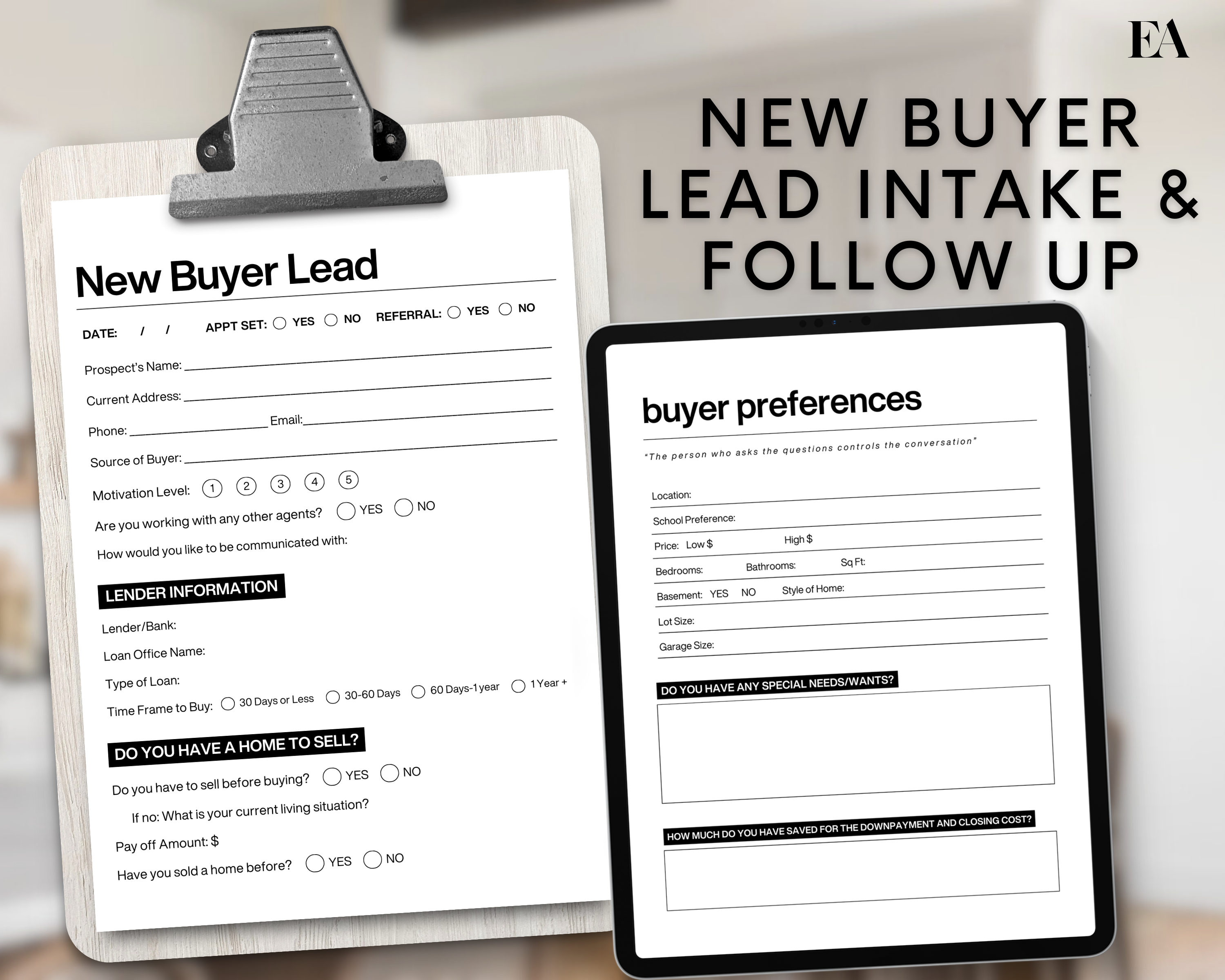 Homebuyer Intake Form Real Estate