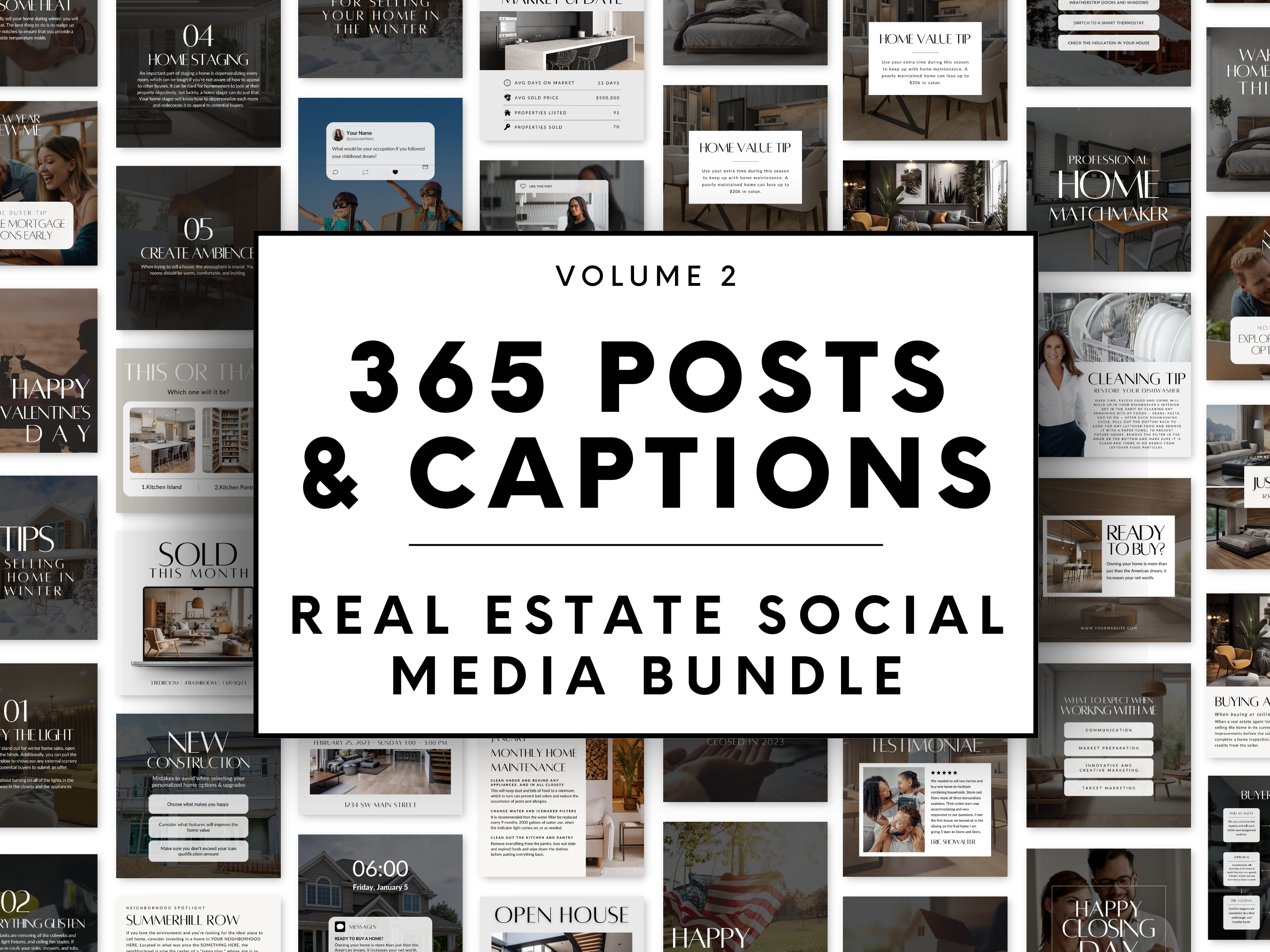 365 Real Estate Social Media Posts, Social Media Bundle, Realtor Social Media, Social Media Planner, Realtor Instagram Marketing Template