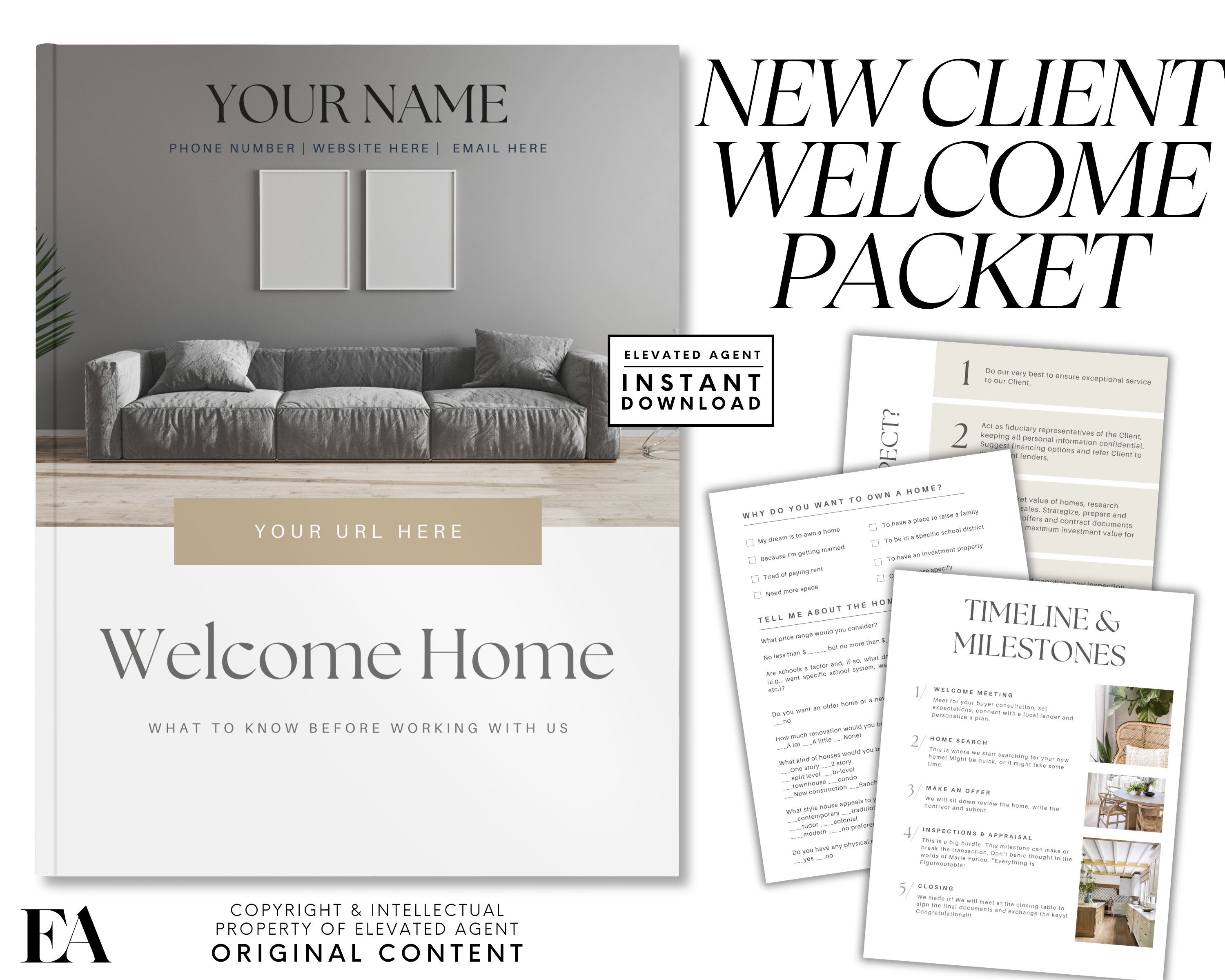 Real Estate Client Welcome Packet, Real Estate Flyer, New Client Packet, Client Onboarding, Realtor Marketing, Canva Template, Buyer Guide