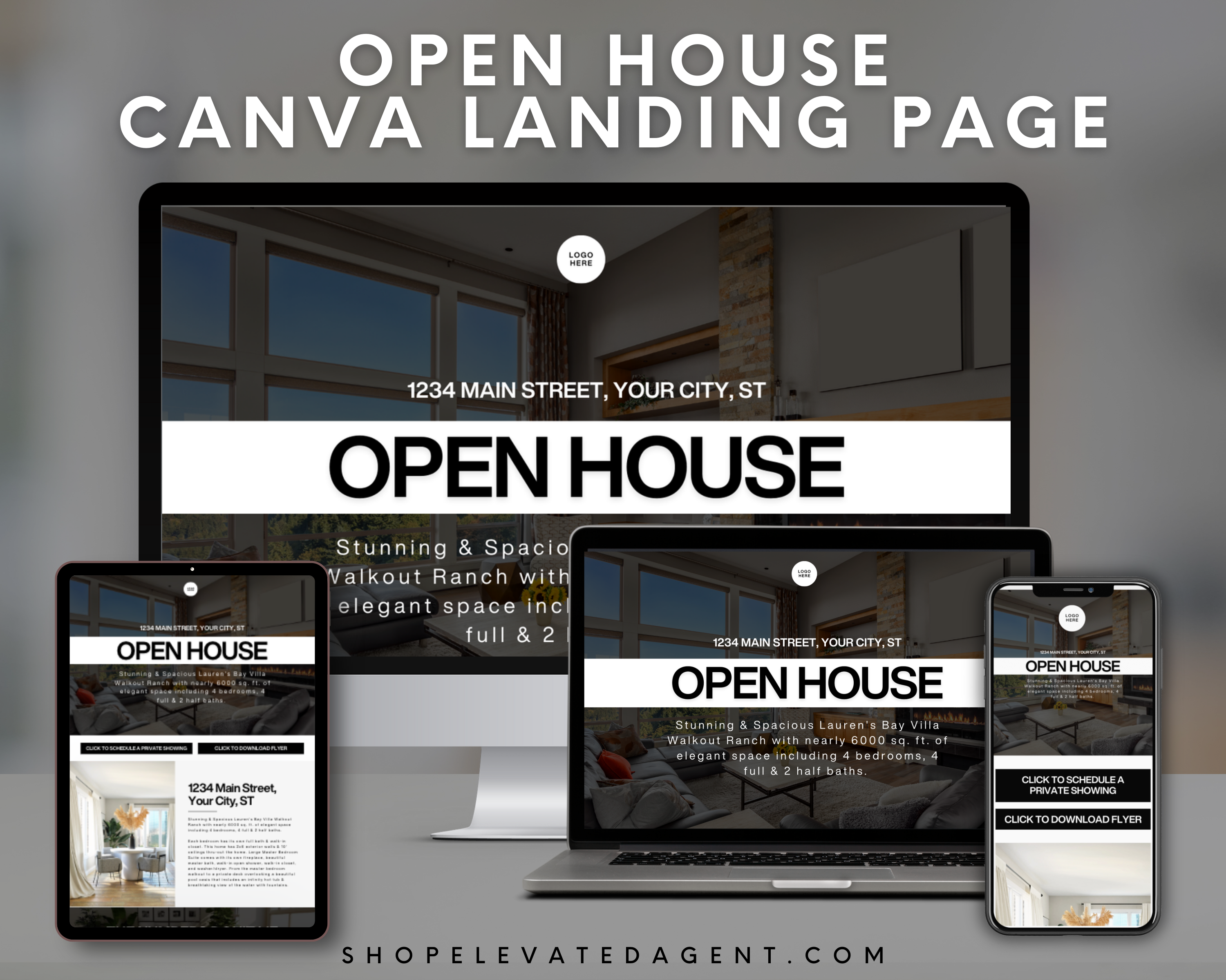 Open House Canva Landing Pages - Classic Design Style