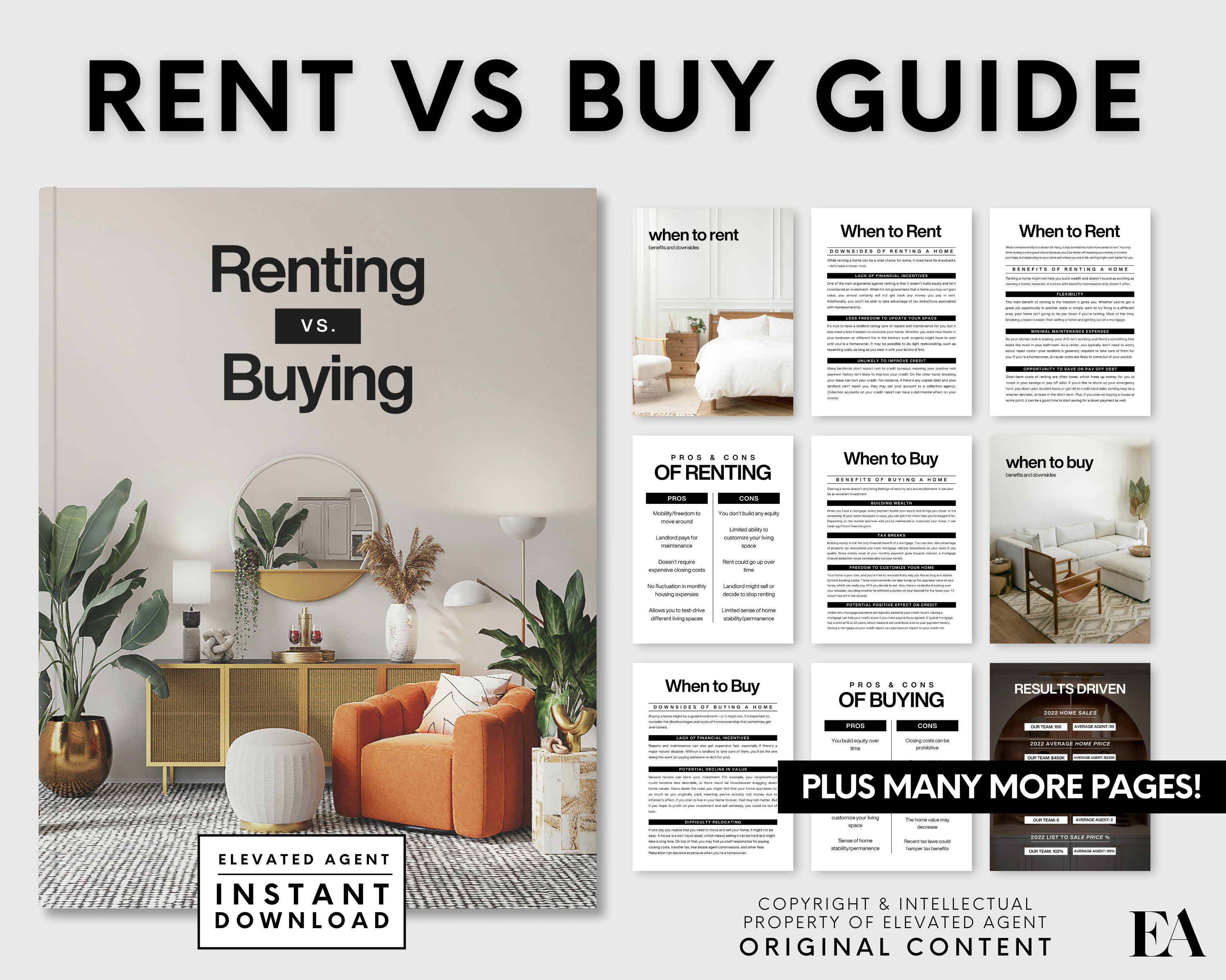 Real Estate Renting Vs. Buying Guide, Real Estate Marketing, Home Buyer Guide, Real Estate Template, Realtor Flyer, Rental Property, Canva Template