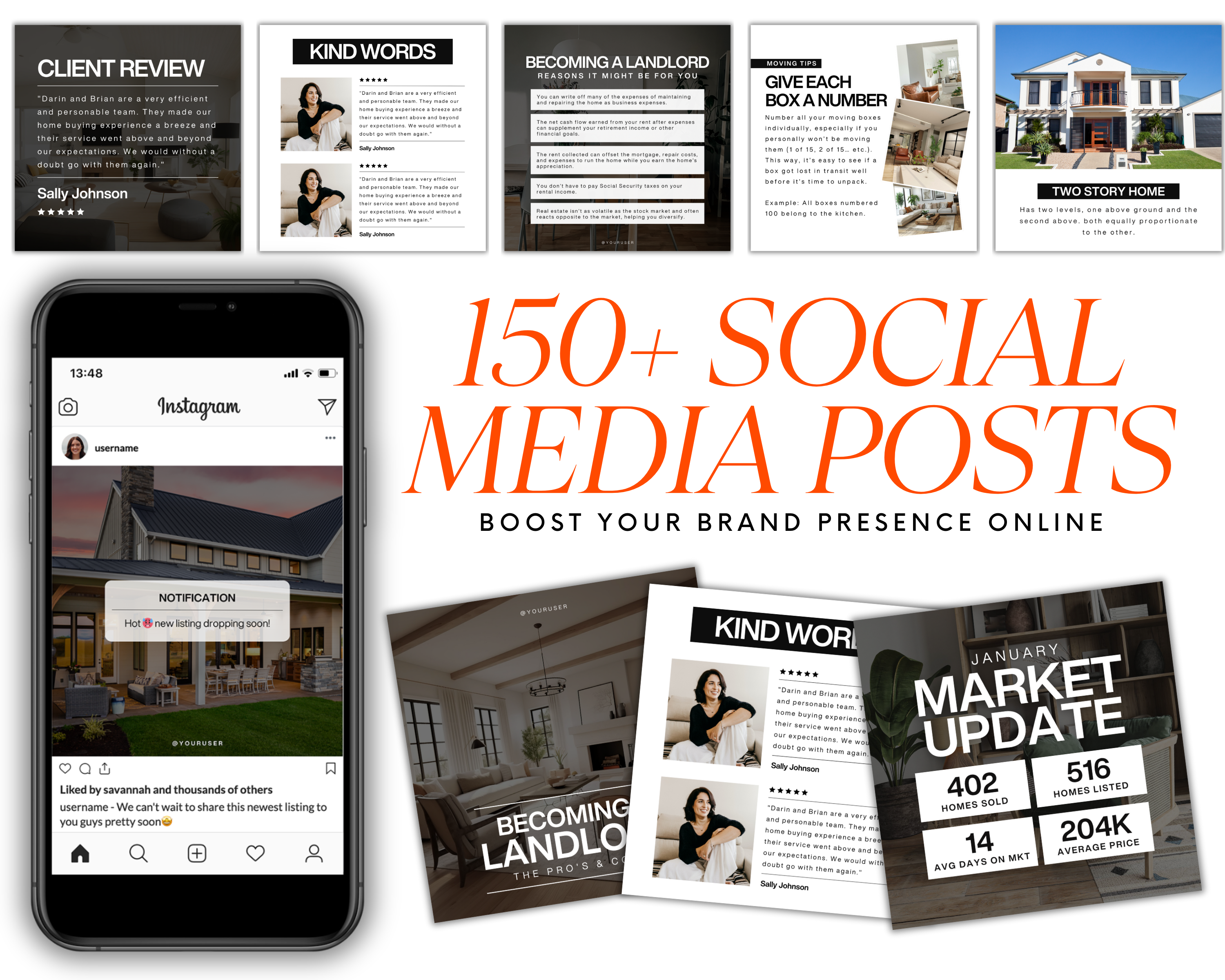 Real Estate Social Media Templates, Real Estate Instagram Posts, Realtor Social Media, Real Estate Instagram Stories,  Realtor Templates