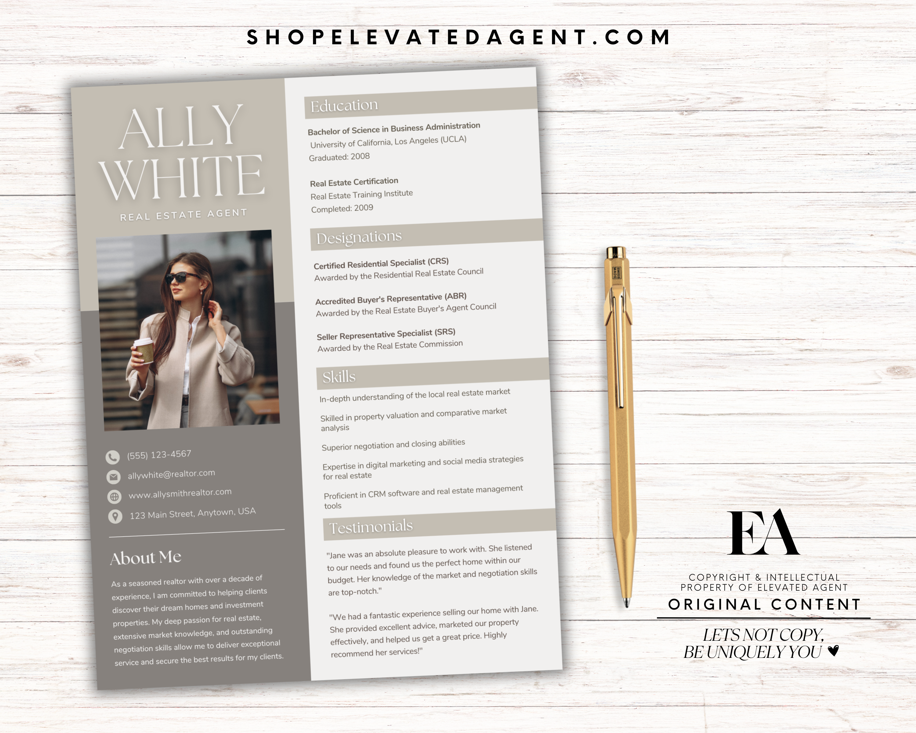 Real Estate Agent Resume, Realtor Marketing, Real Estate Template, Resume Template, Realtor CV, Professional Resume, Canva Template, Realtor Resume