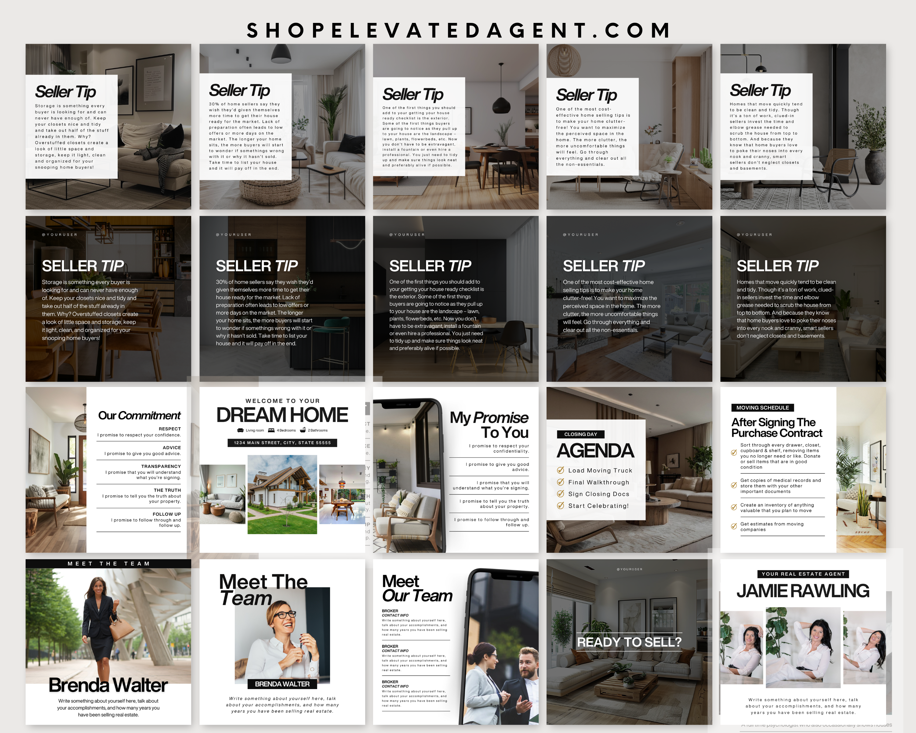 Real Estate Social Media Templates, Real Estate Instagram Posts, Realtor Social Media, Real Estate Instagram Stories,  Realtor Templates