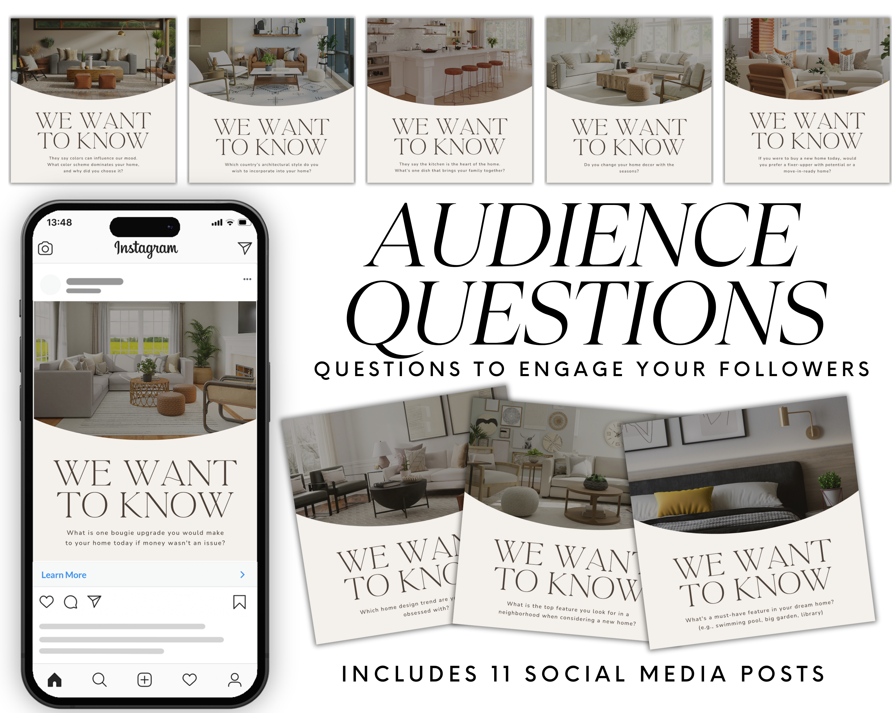 Real Estate Audience Questions, Realtor Social Media Template, Real Estate Marketing, Realtor Instagram Posts, Real Estate Content, Realtor Flyer