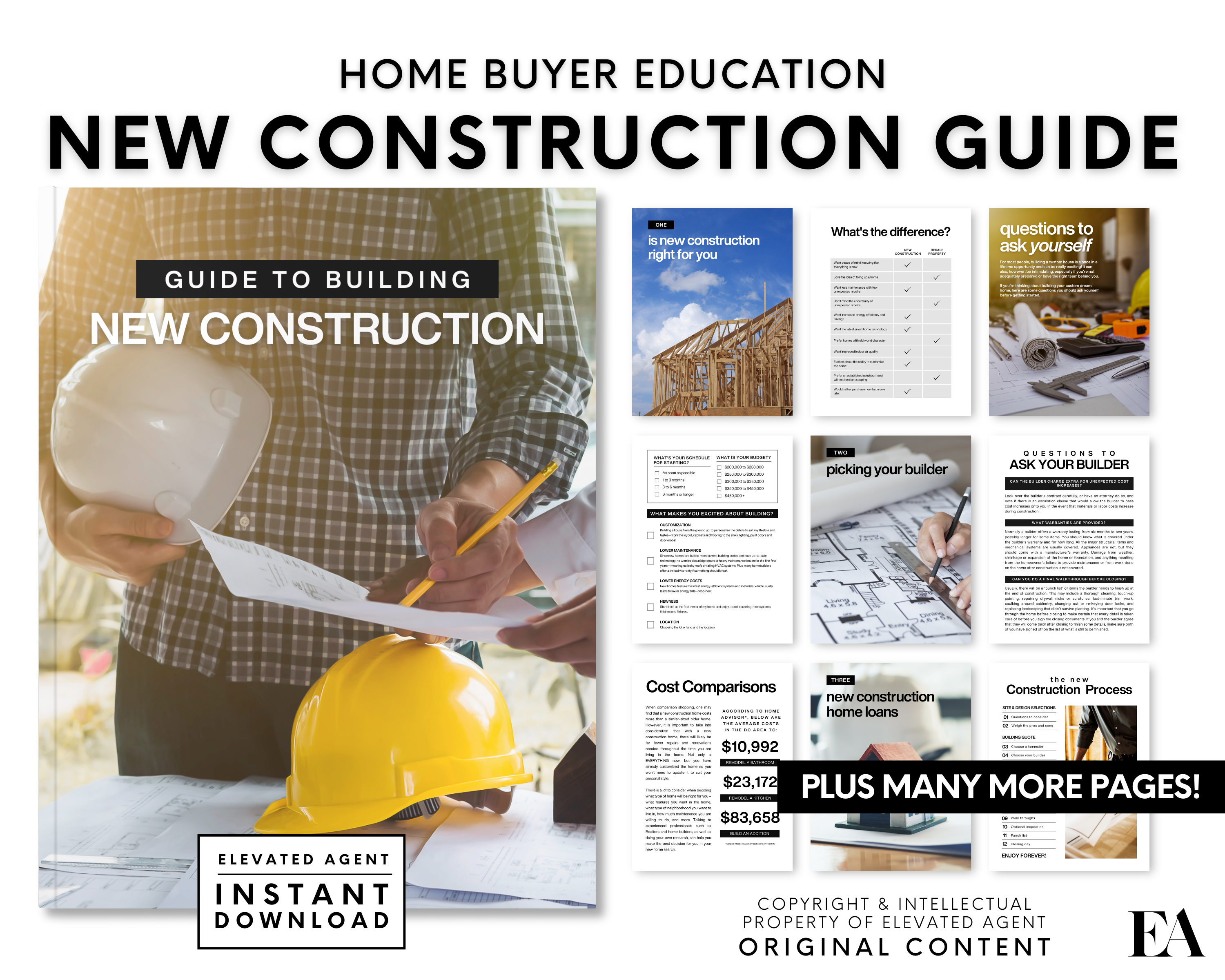 Real Estate New Construction Guide, Real Estate Farming, New home Construction Checklist, Real Estate Marketing, Home Builder Canva Template