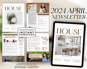 2024 April Newsletter, Real Estate Newsletter, Spring Newsletter, Real Estate Marketing, Newsletter Template, Real Estate Farming, Canva Template