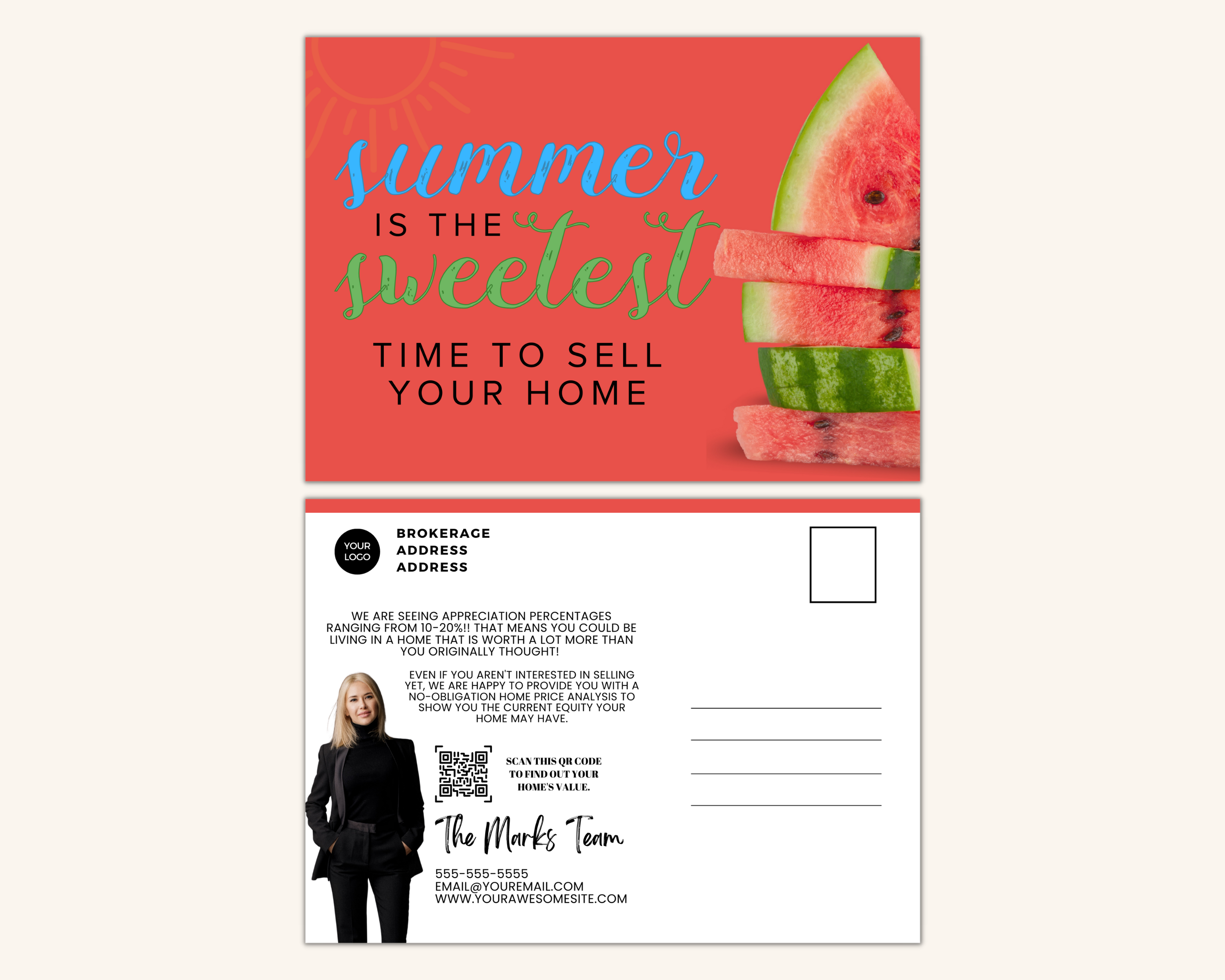 Real Estate Summer Postcard Template Summer Farming Postcard Home Seller Postcard Real Estate Farming Farming Marketing Canva Postcard Mail