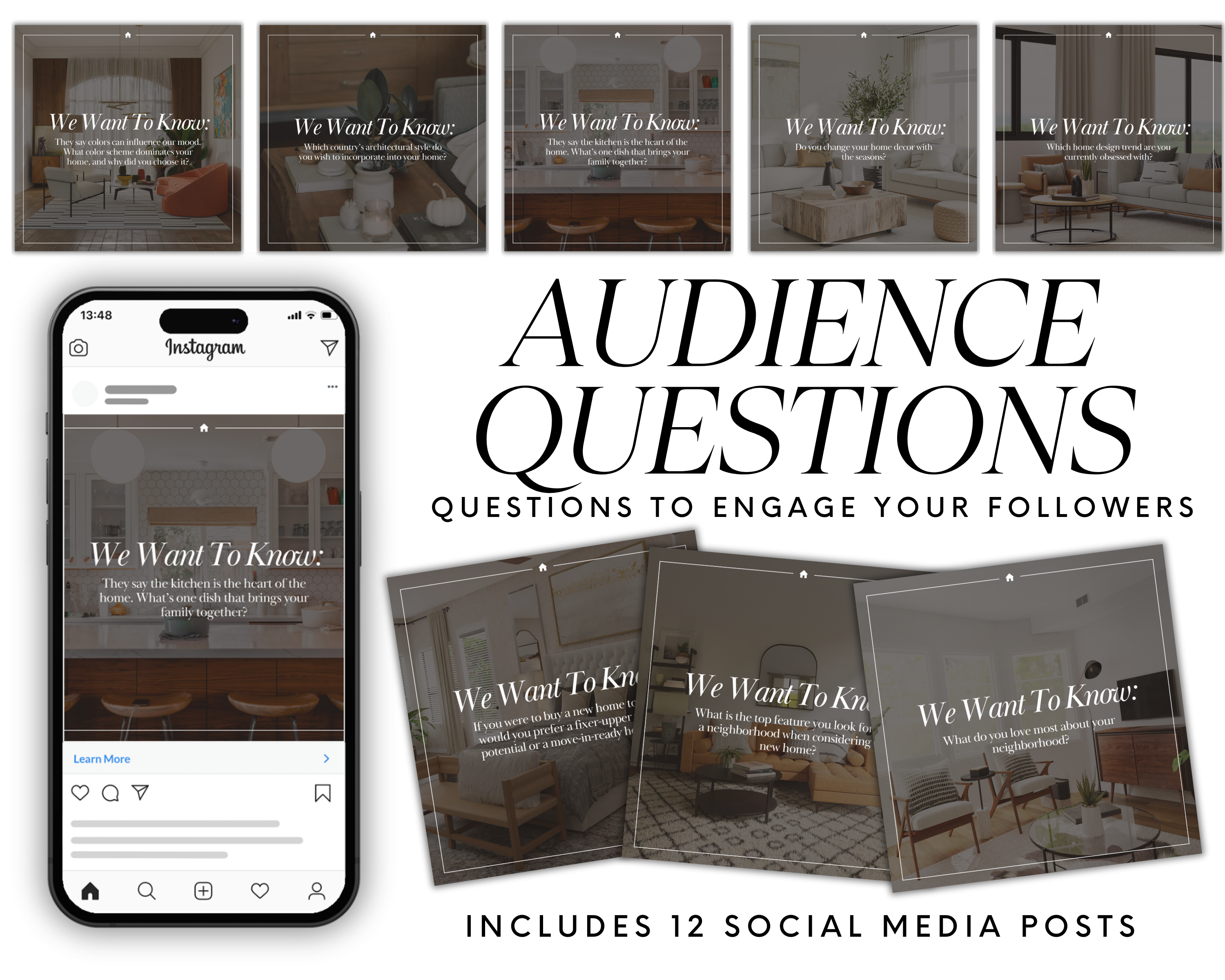 Realtor Social Media Template, Real Estate Marketing, Realtor Instagram Posts, Real Estate Content, Social Media Planner, Real Estate Flyer