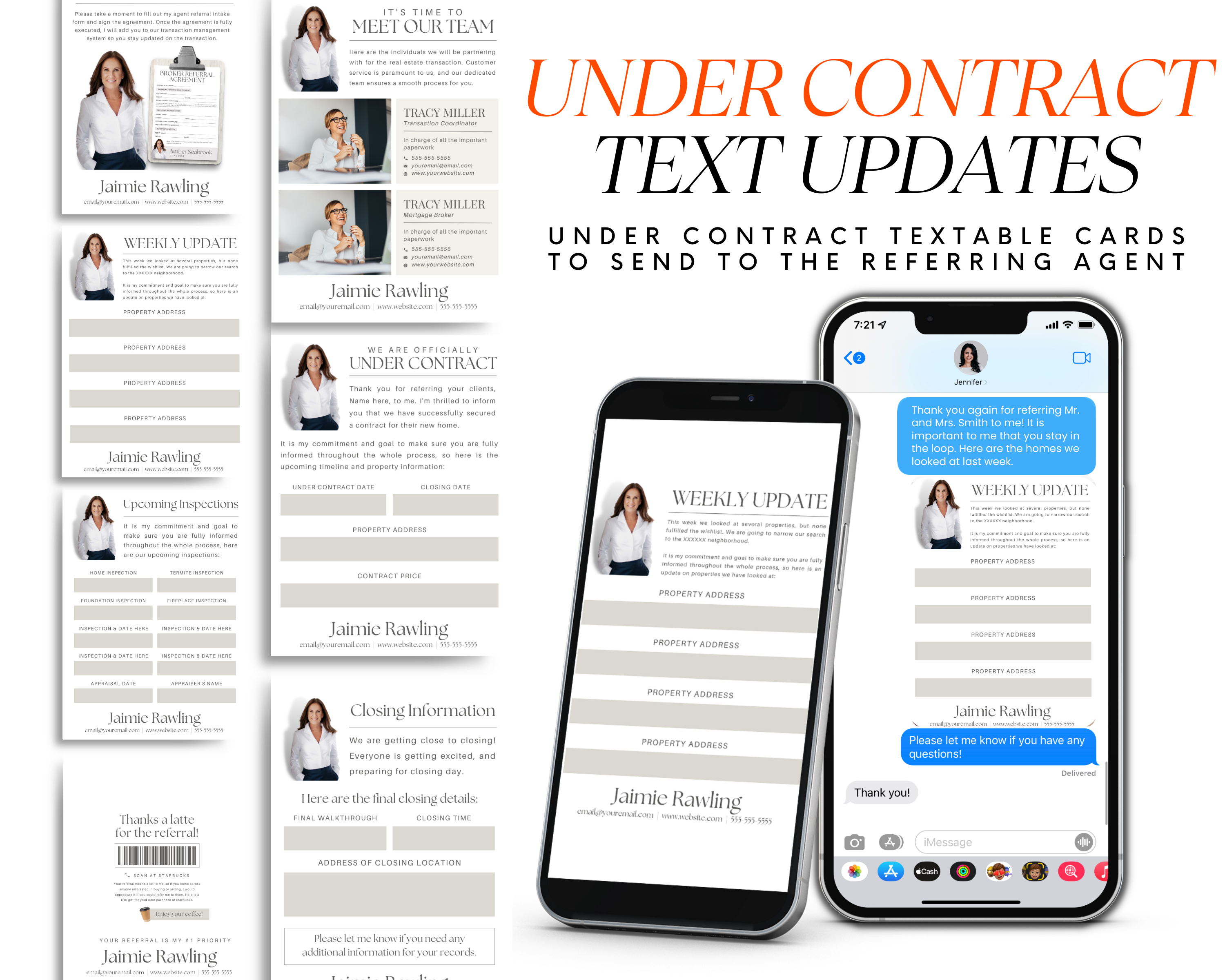 Under Contract Text Updates, Referral Agent Textable Cards, Real Estate Text Message, Realtor Marketing, Real Estate Template, Realtor Flyer