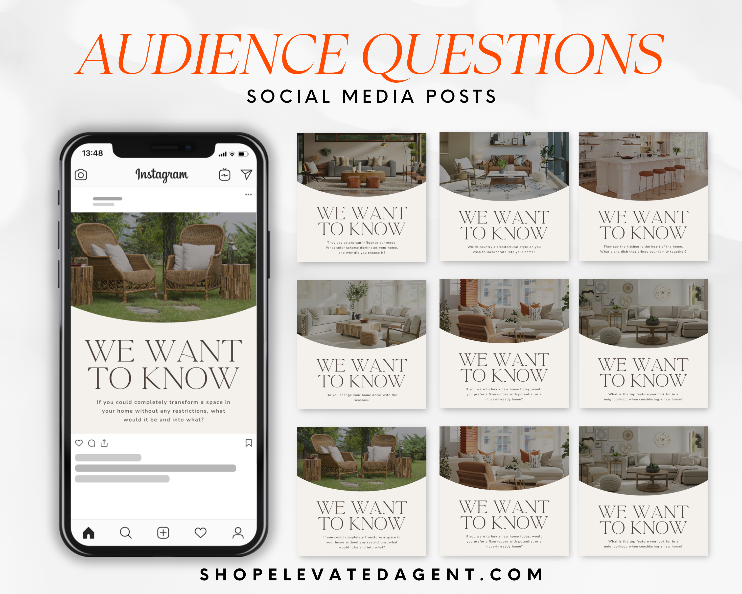 Real Estate Audience Questions, Realtor Social Media Template, Real Estate Marketing, Realtor Instagram Posts, Real Estate Content, Realtor Flyer