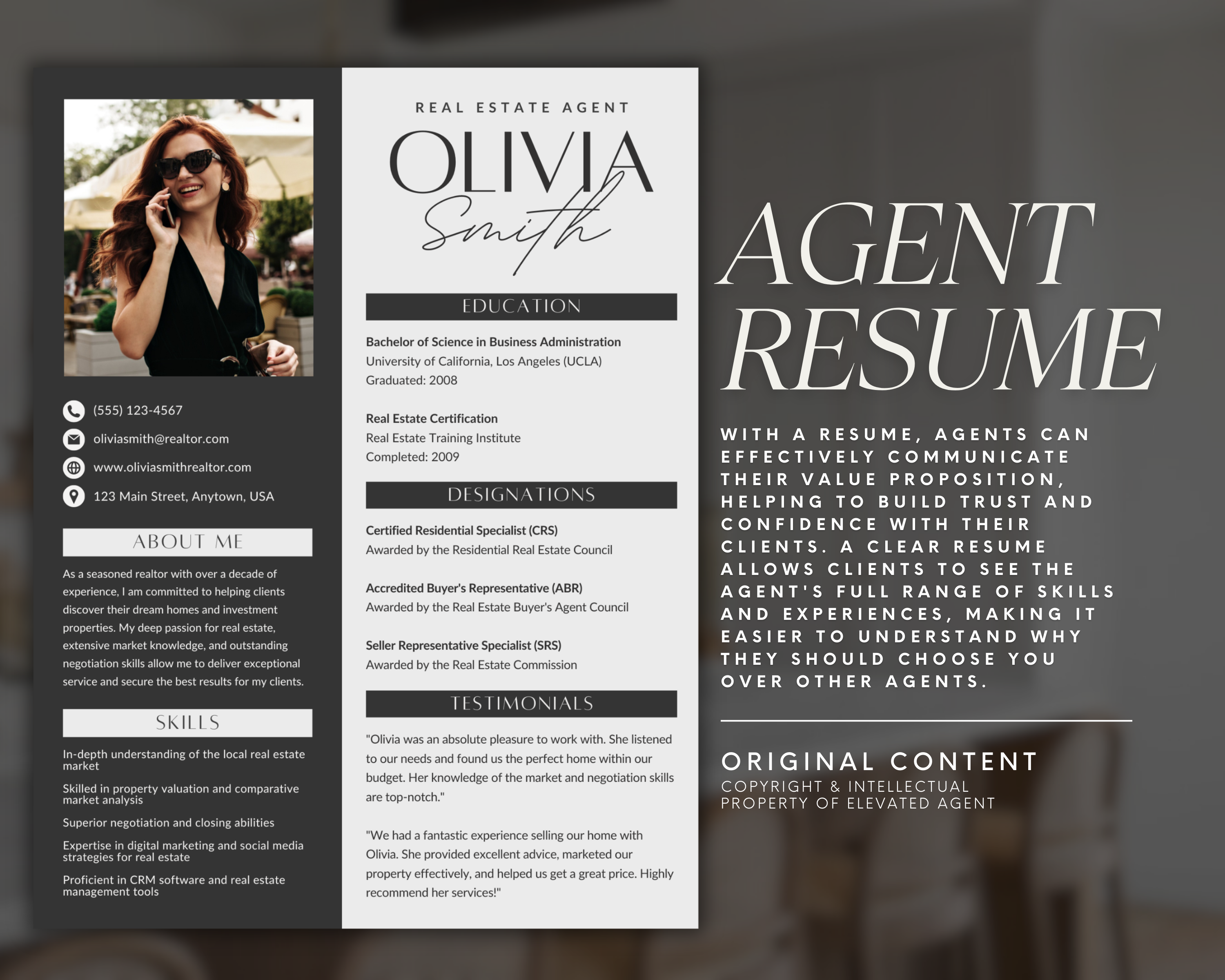 Real Estate Resume Template, Professional Resume Template, Realtor Resume, Real Estate Interview, Real Estate CV, Canva Template, ATS Friendly