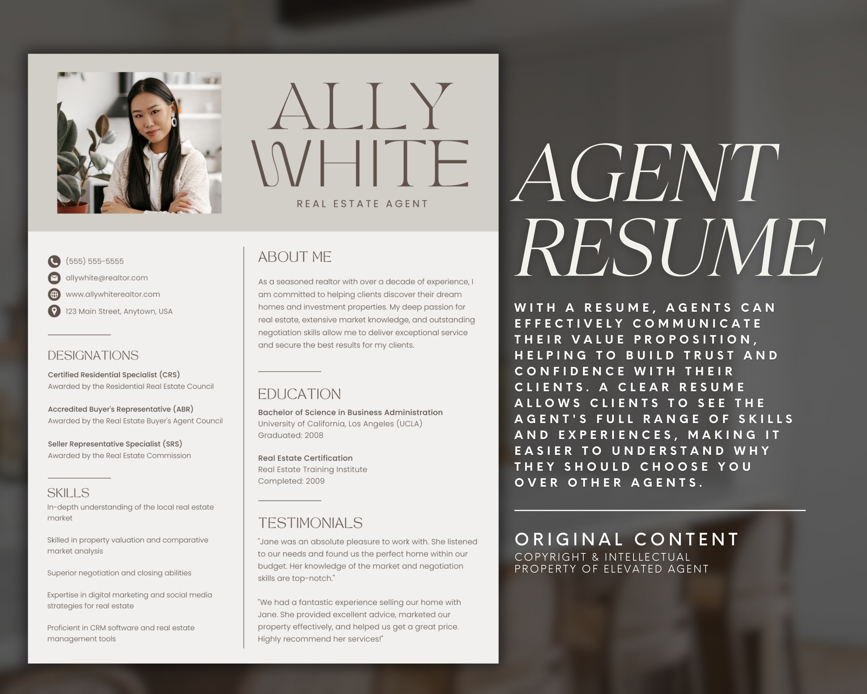 Real Estate Resume Template, ATS Resume Template, Professional Resume, Real Estate Marketing, Canva Resume, Realtor CV, Real Estate Template
