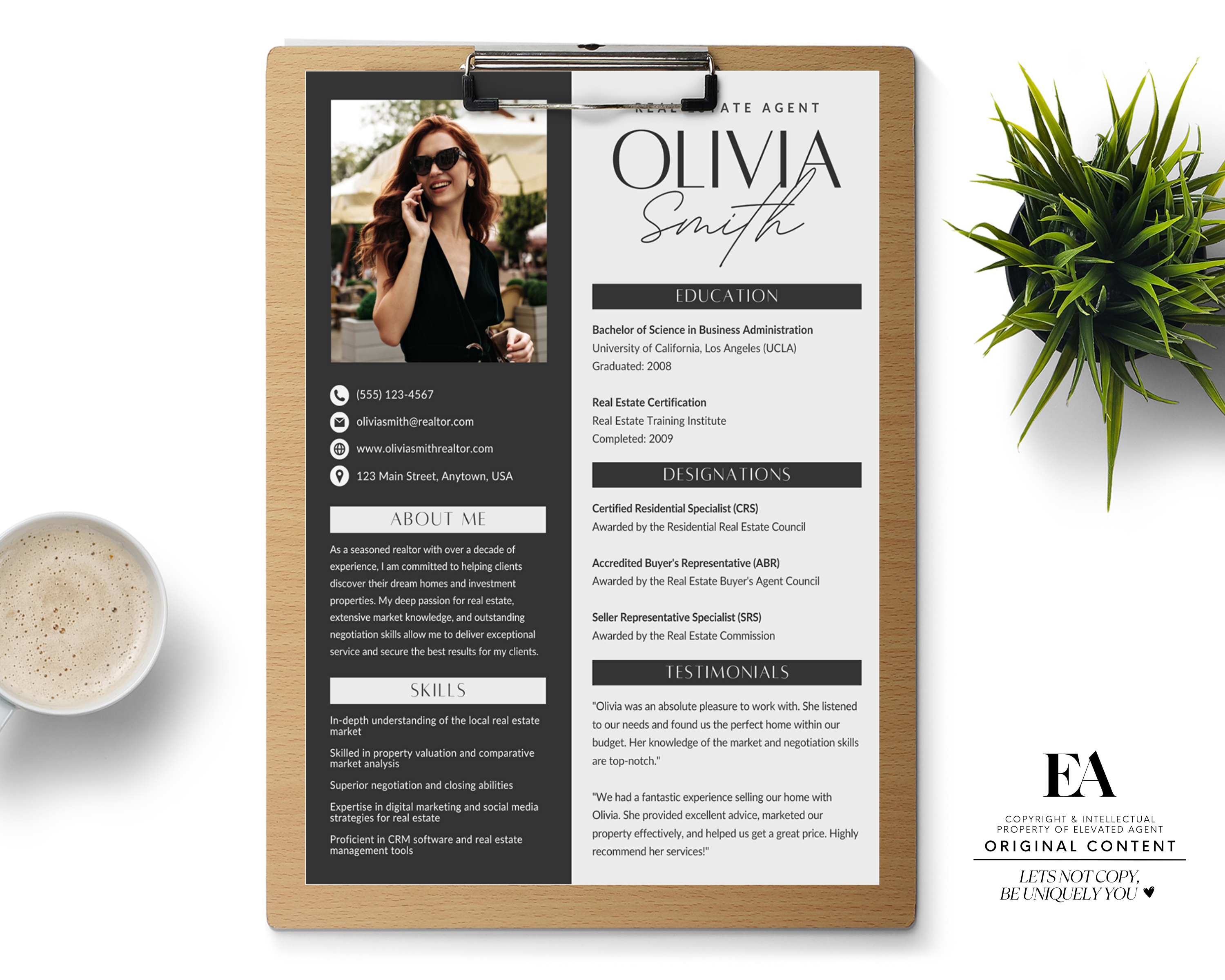 Real Estate Resume Template, Professional Resume Template, Realtor Resume, Real Estate Interview, Real Estate CV, Canva Template, ATS Friendly