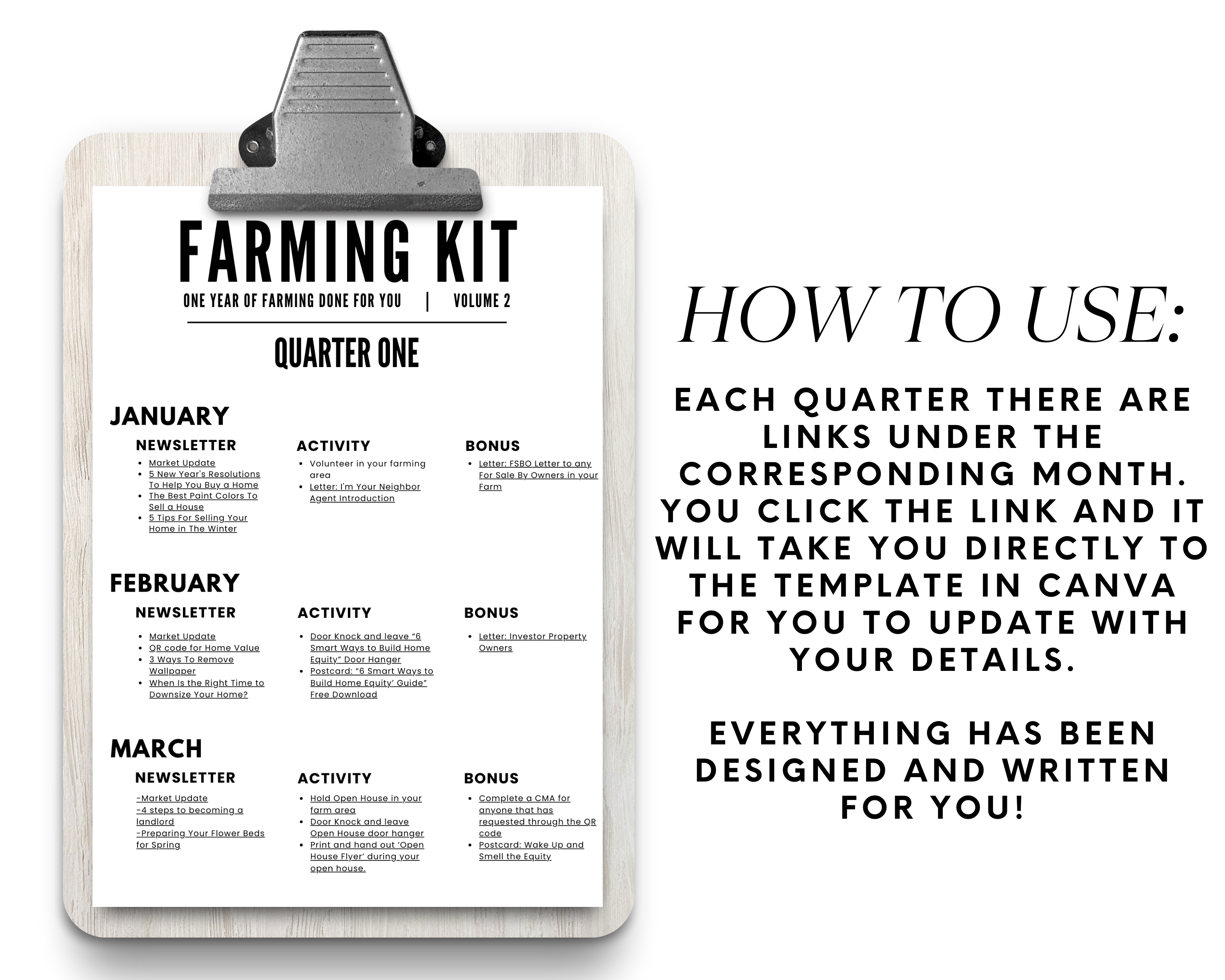 Real Estate Farming Kit, Real Estate Bundle, Realtor Marketing Plan, Newsletter Template, Real Estate Postcard, Neighborhood Farming, Mailer