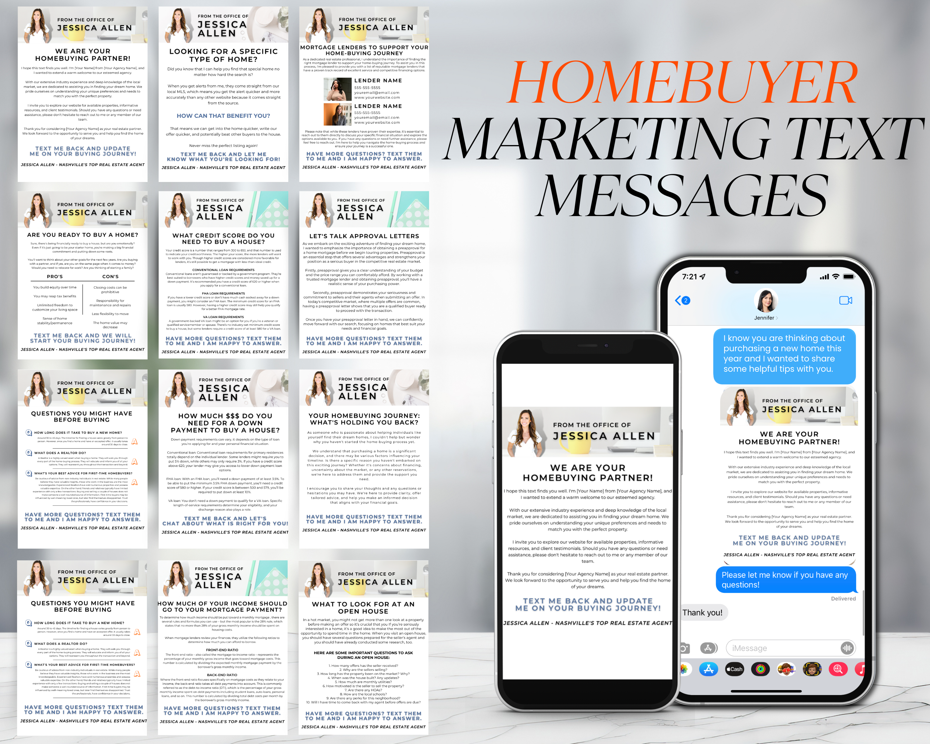 Home Buyer Drip Text Messages, Real Estate Marketing, Home Buyer Packet, Real Estate Template, Buyer Guide, Real Estate Text Messages. Canva