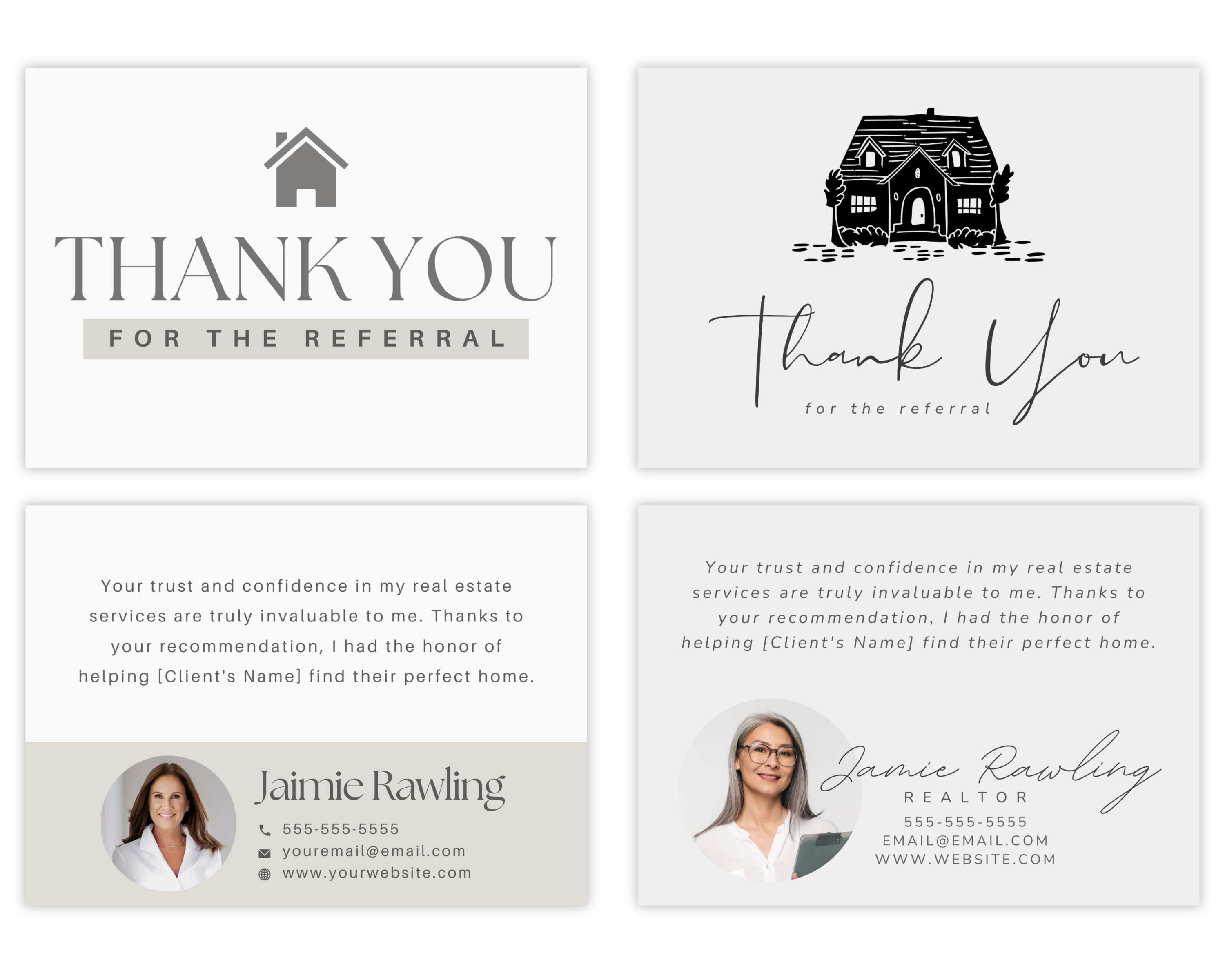 Real Estate Client Referral Folded Thank You Card, Agent Referral Card, Real Estate Template, Realtor Marketing, Real Estate Flyer, Canva