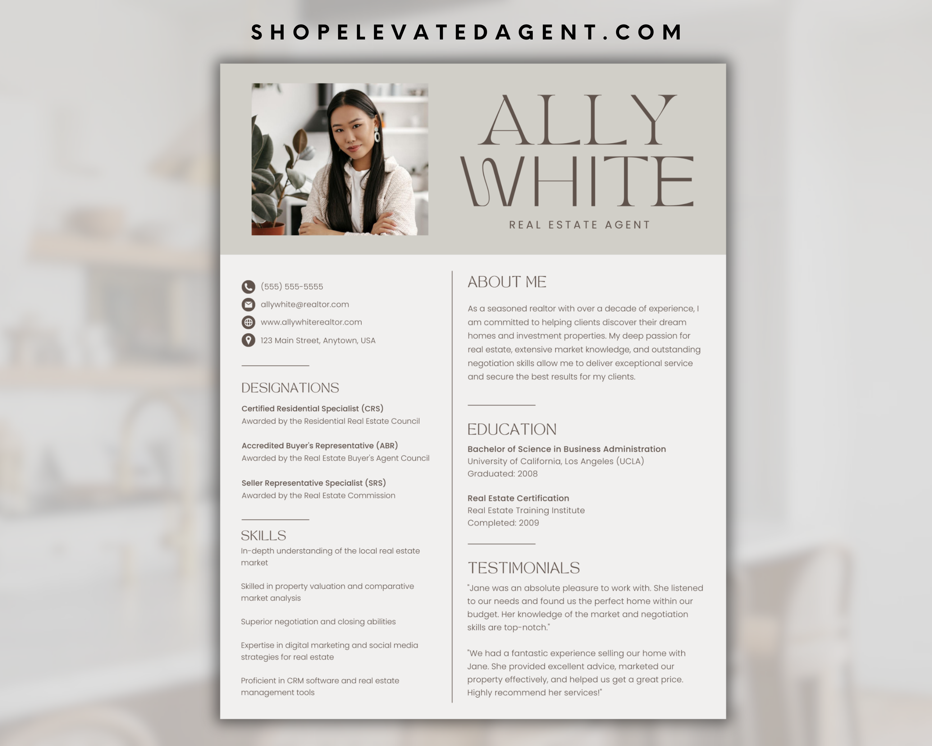 Real Estate Resume Template, ATS Resume Template, Professional Resume, Real Estate Marketing, Canva Resume, Realtor CV, Real Estate Template