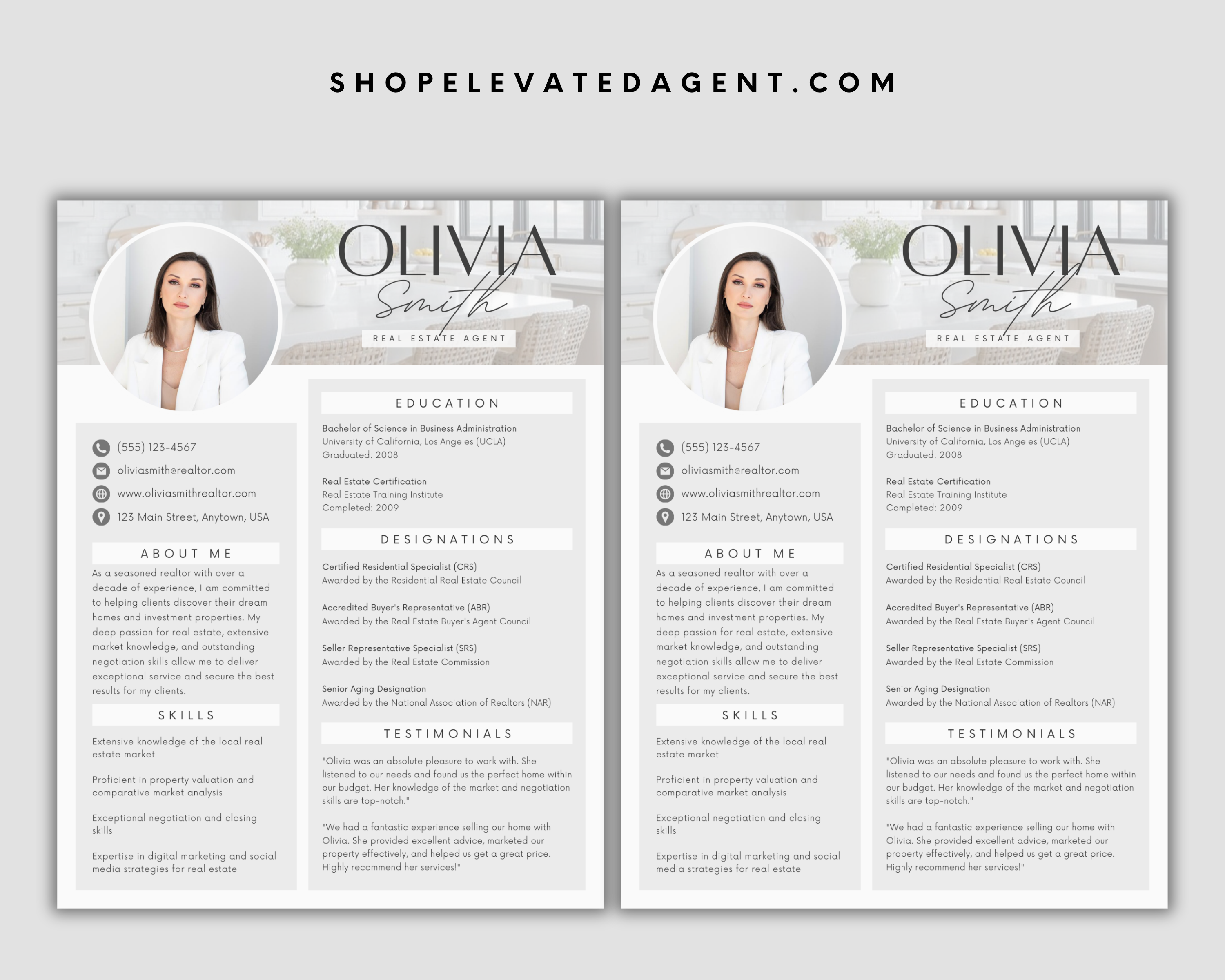 Resume Templates for Real Estate Agents, Professional Resume Templates, Real Estate Marketing, ATS Friendly Resume, Canva Resume, CV