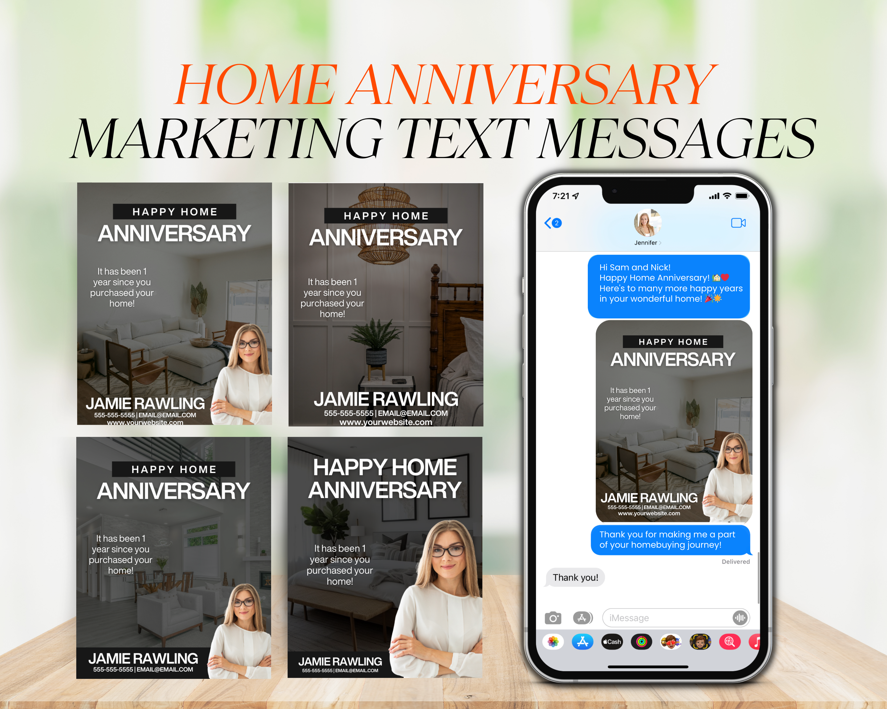 Home Anniversary Text Message, Realtor Marketing, Real Estate Template, Text Message Template, Real Estate Anniversary, Realtor Flyer