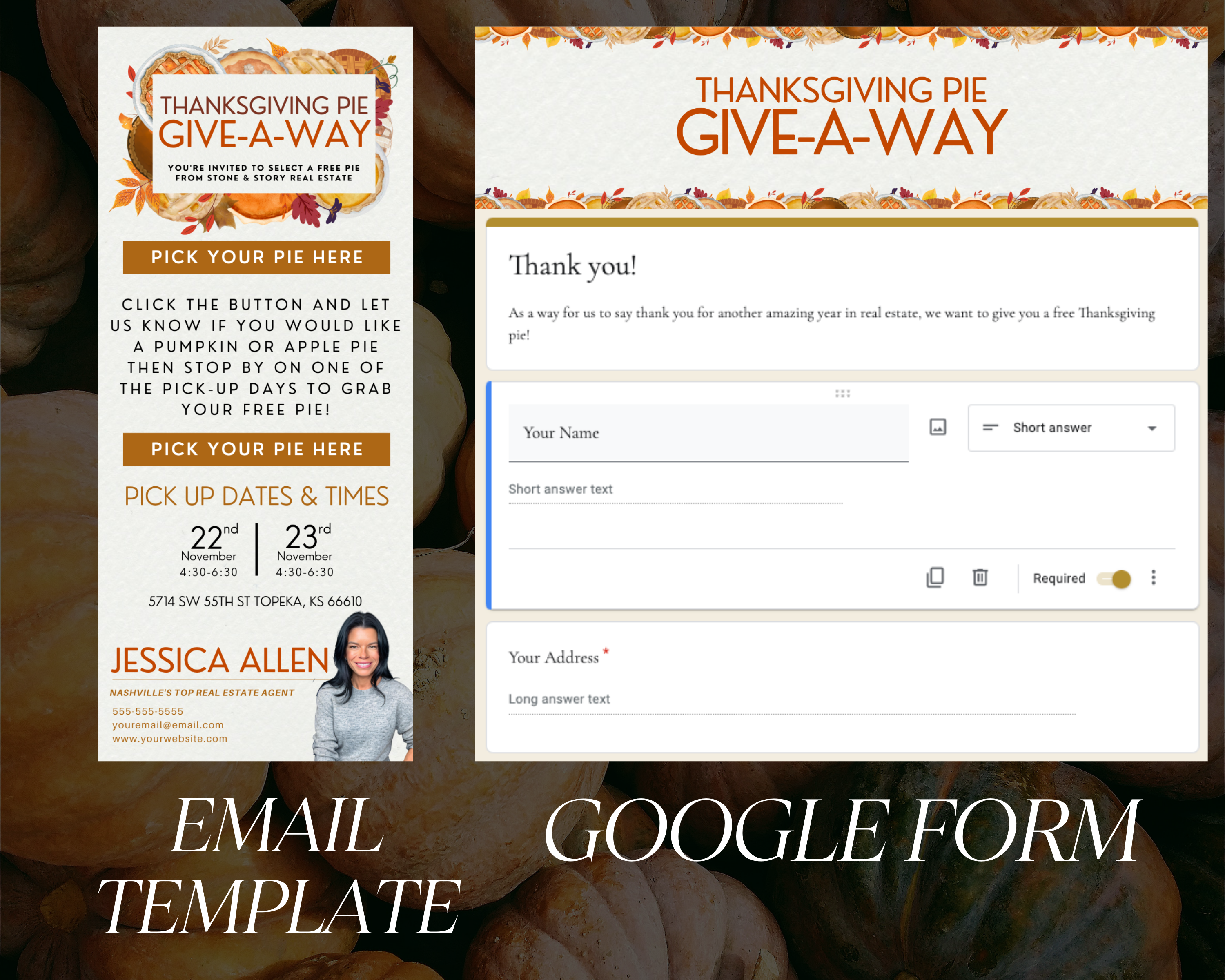 Thanksgiving Pie Give-A-Way Event Bundle 4 - Real Estate Event Templates