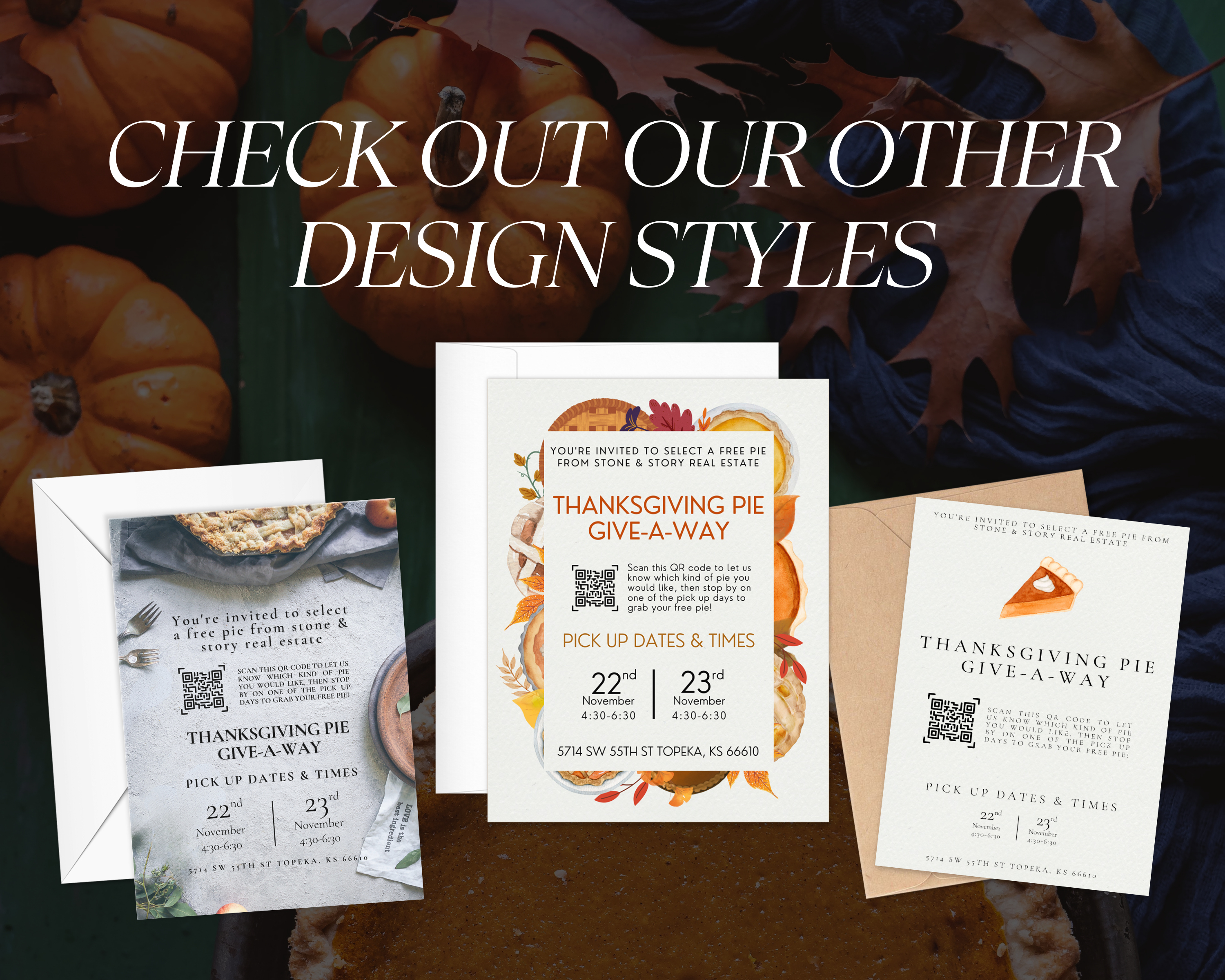 Thanksgiving Pie Give-A-Way Event Bundle 4 - Real Estate Event Templates