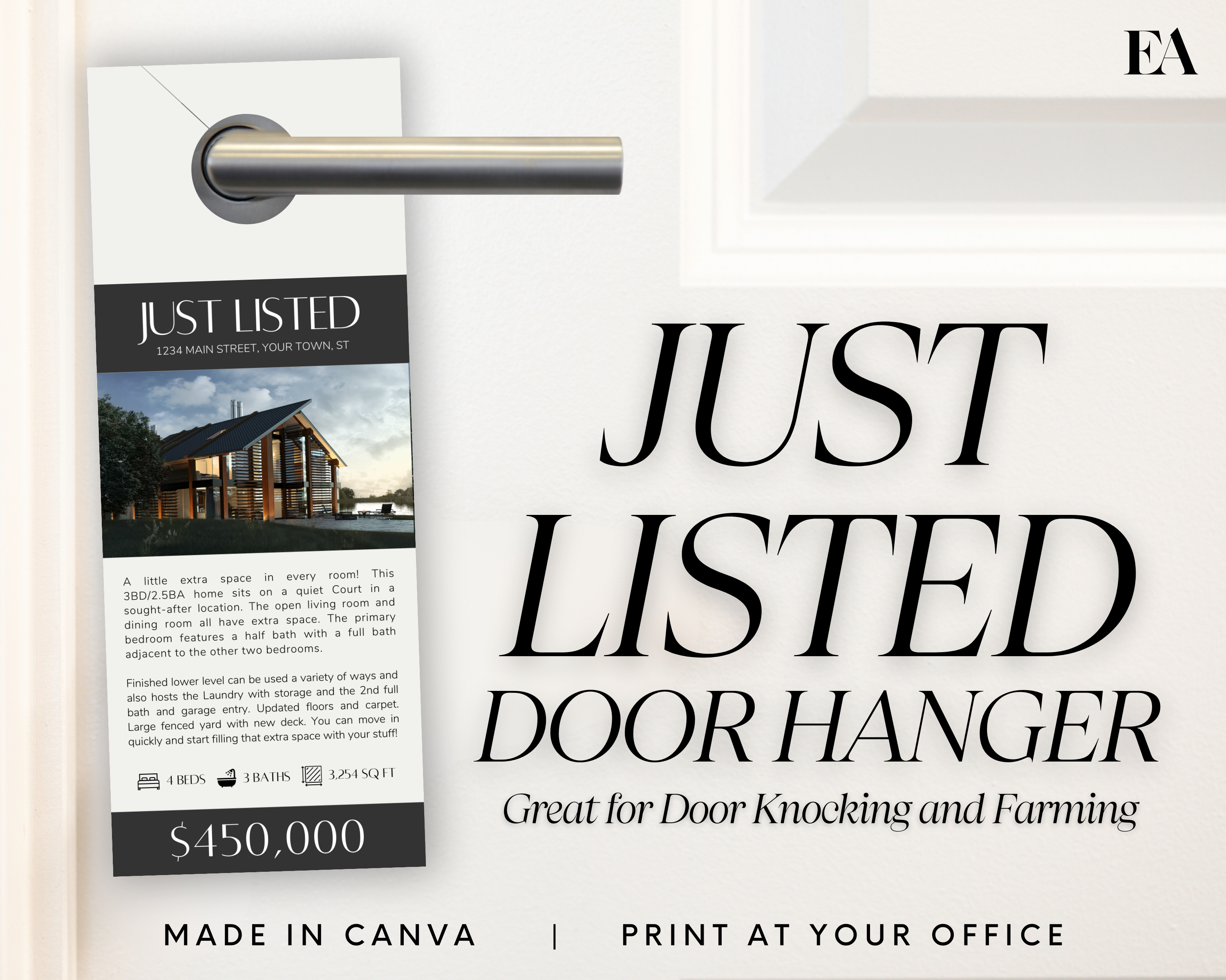 Real Estate Template Real Estate Door Hanger Template Real Estate Door Knocking Neighborhood Farming Real Estate Farming Realtor Introduction Open House Just Listed Door Hanger Template