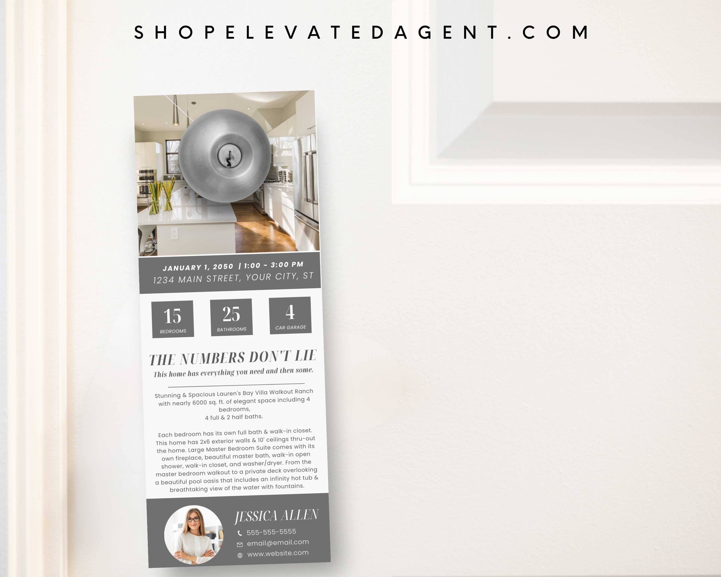 Real Estate Open House Door Hanger Template, Real Estate Property Listing Flyer, Open House Invitation, Realtor Door Sign, Real Estate Door Hanger Template