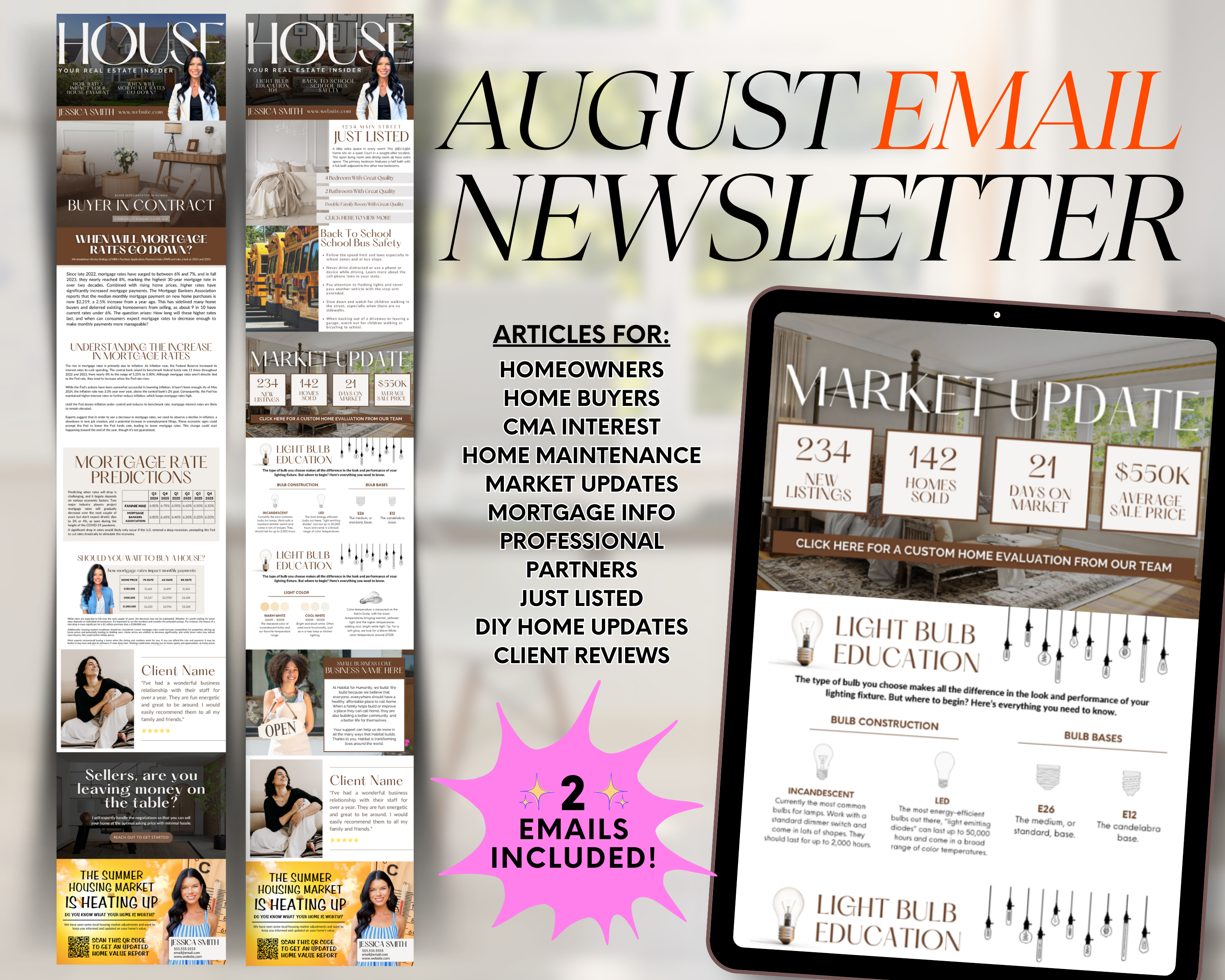 Real Estate Email Newsletter, August 2024 Newsletter Template, Realtor Newsletter, Email Template, Realtor Marketing, Real Estate Flyer