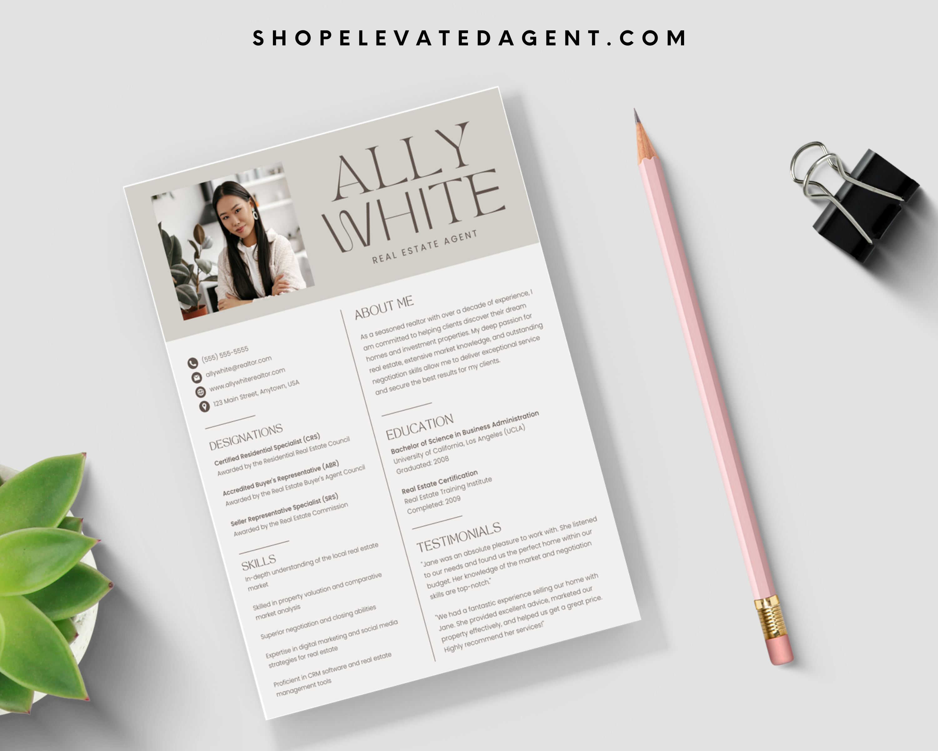 Real Estate Resume Template, ATS Resume Template, Professional Resume, Real Estate Marketing, Canva Resume, Realtor CV, Real Estate Template