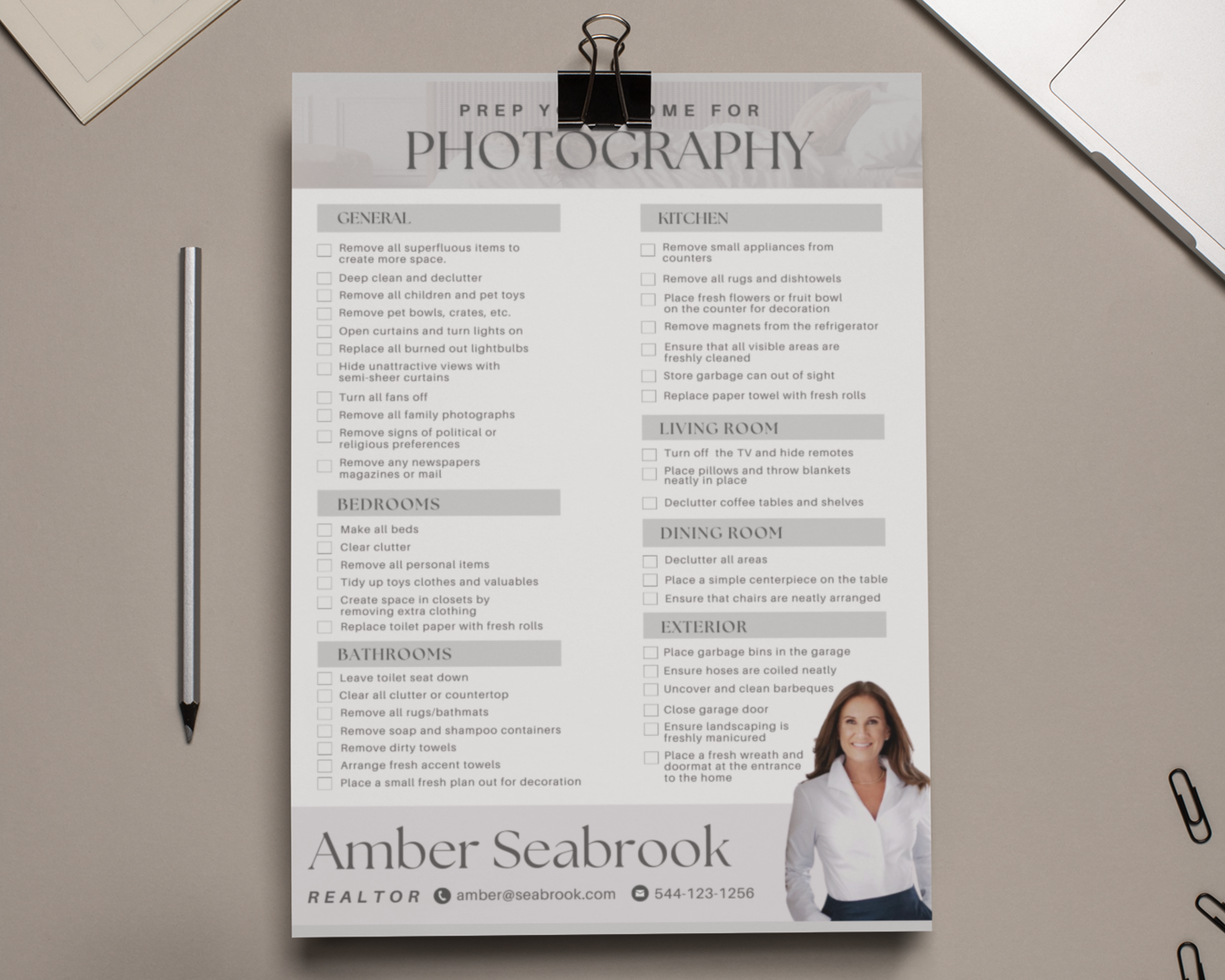 Real Estate Photography Prep Checklist, Real Estate Marketing, Home Seller Guide, Real Estate Flyer, Realtor Photography, Canva Template