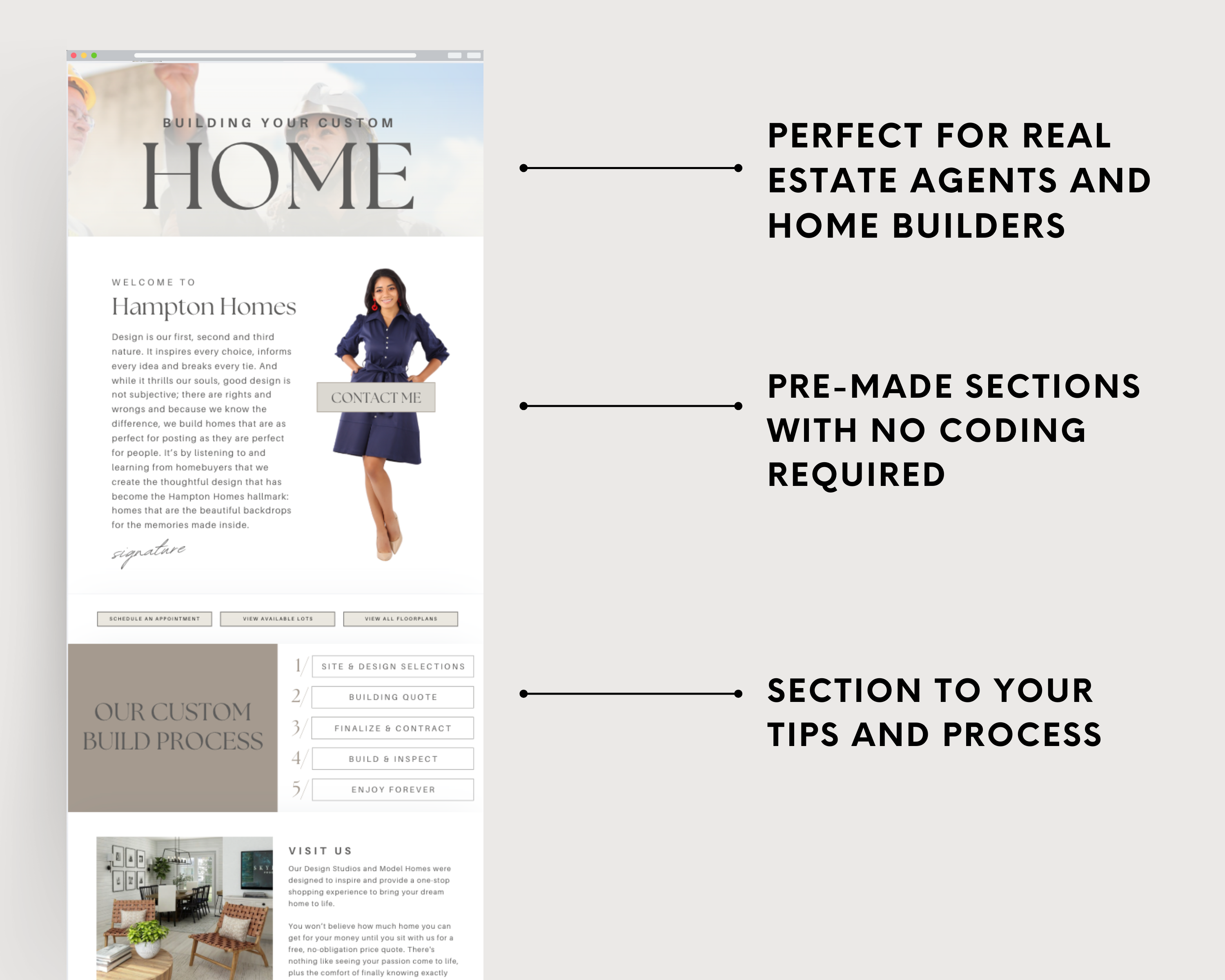 Home Builder Landing Pages - Peaceful Design Style