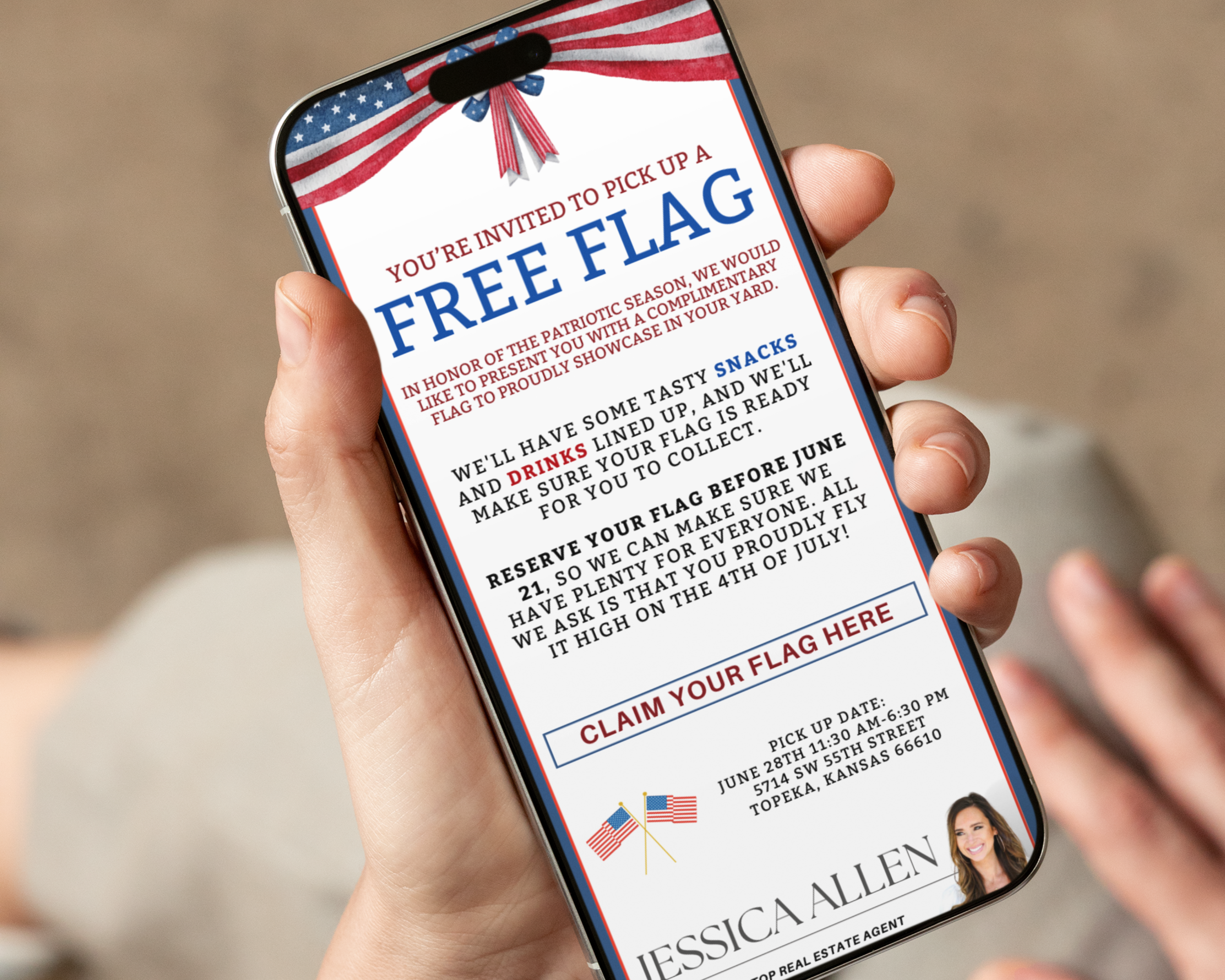 Free Flag Event Template, Real Estate Client Event Flyer, QR Code Template, Realtor Marketing, Real Estate Bundle, Real Estate Farming, Canva