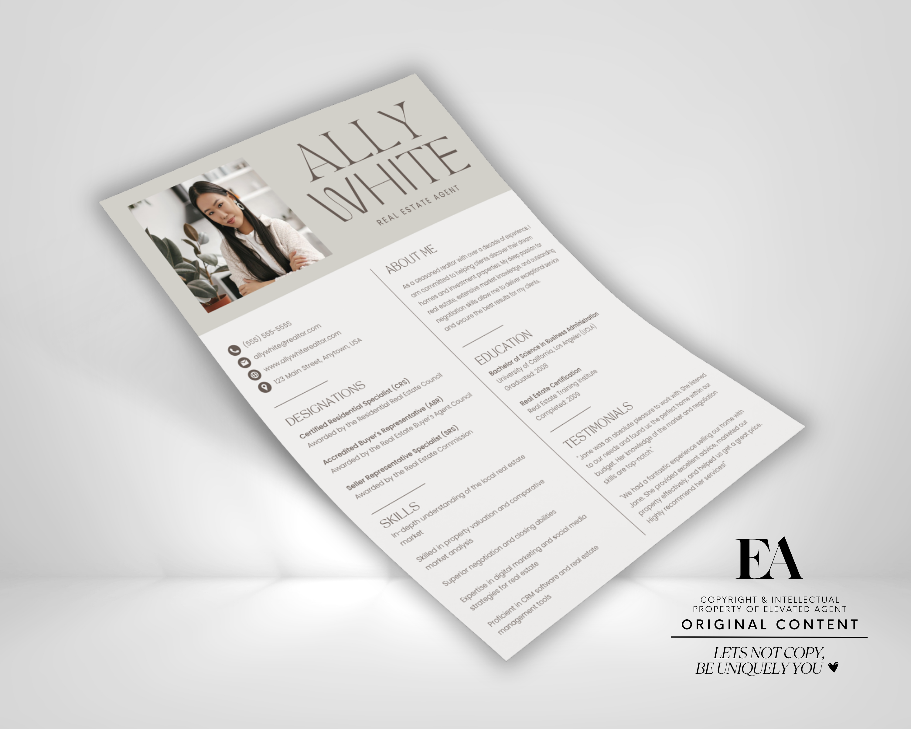 Real Estate Resume Template, ATS Resume Template, Professional Resume, Real Estate Marketing, Canva Resume, Realtor CV, Real Estate Template