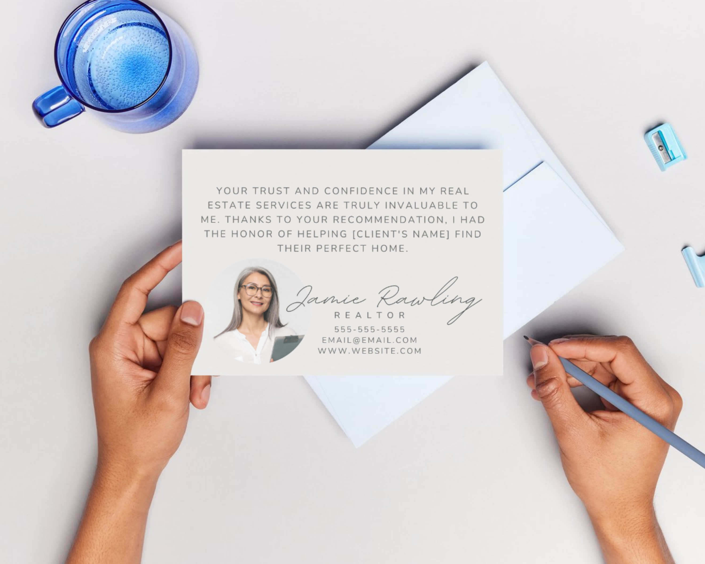 Real Estate Client Referral Folded Thank You Card, Agent Referral Card, Real Estate Template, Realtor Marketing, Real Estate Flyer, Canva