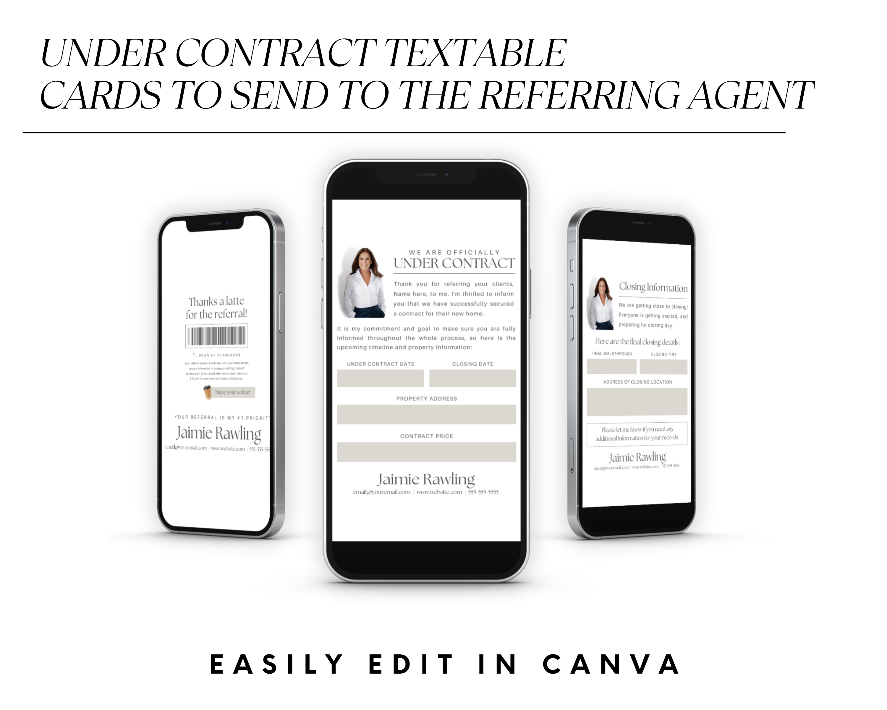 Under Contract Text Updates, Referral Agent Textable Cards, Real Estate Text Message, Realtor Marketing, Real Estate Template, Realtor Flyer