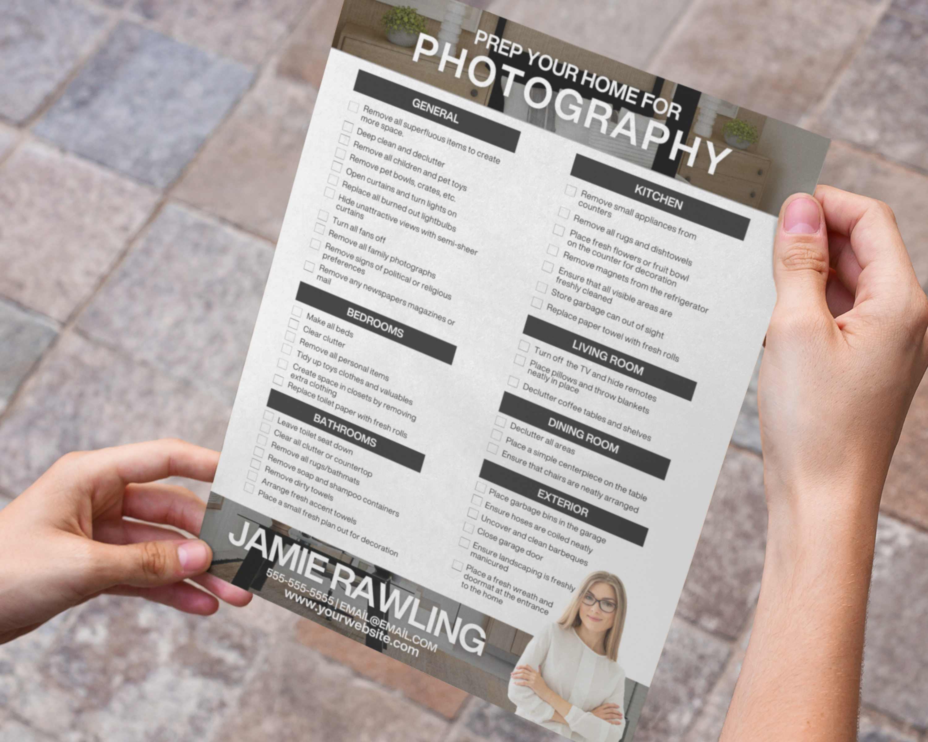 Photography Prep Checklist, Real Estate Template, Realtor Photography, Seller Checklist, Realtor Marketing, Photo Prep Guide, Realtor Flyer