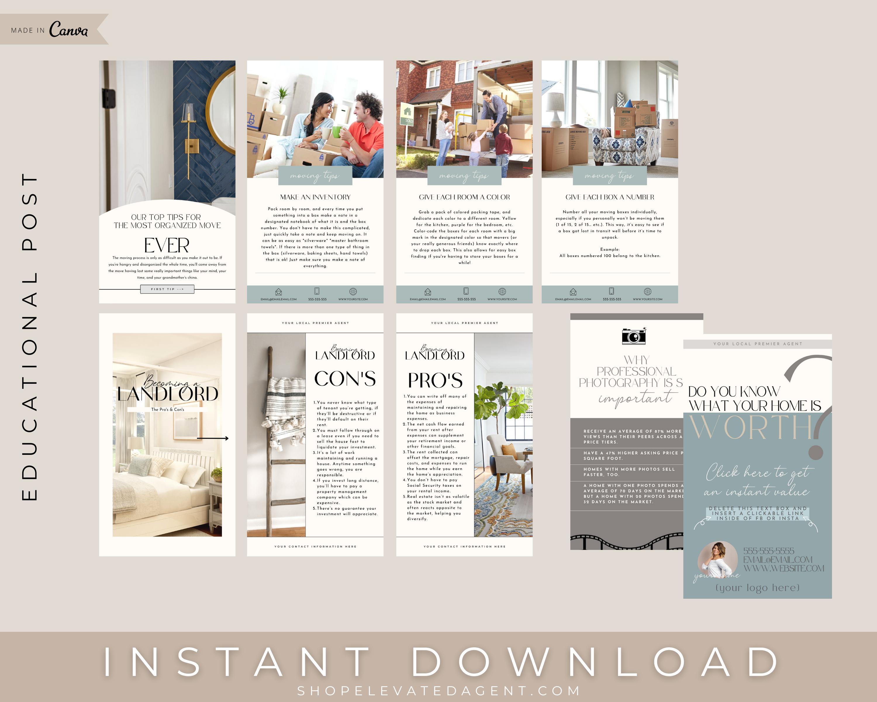 Classic Ultimate Real Estate Templates Bundle | Real Estate Flyers | Real Estate Social Media, Real Estate Instagram, selling Buyer and Seller Guide