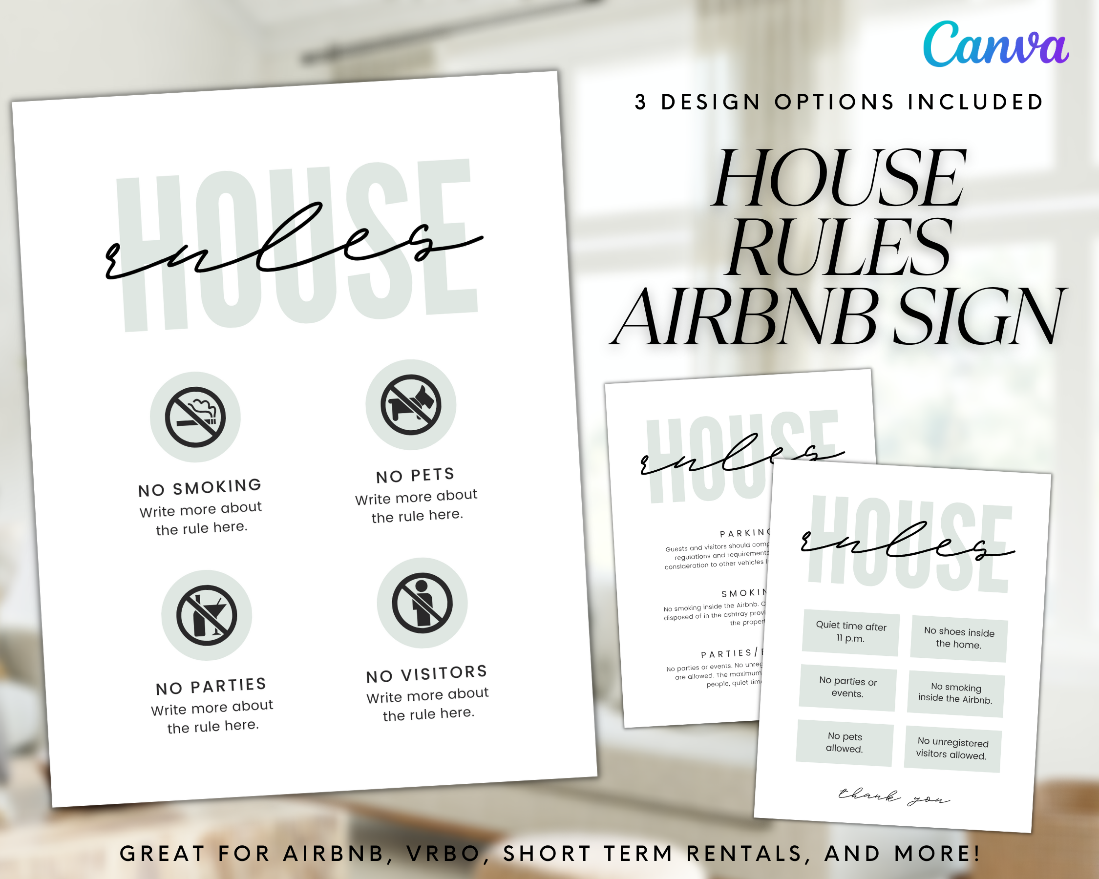 Real Estate Template – House Rules Airbnb Sign