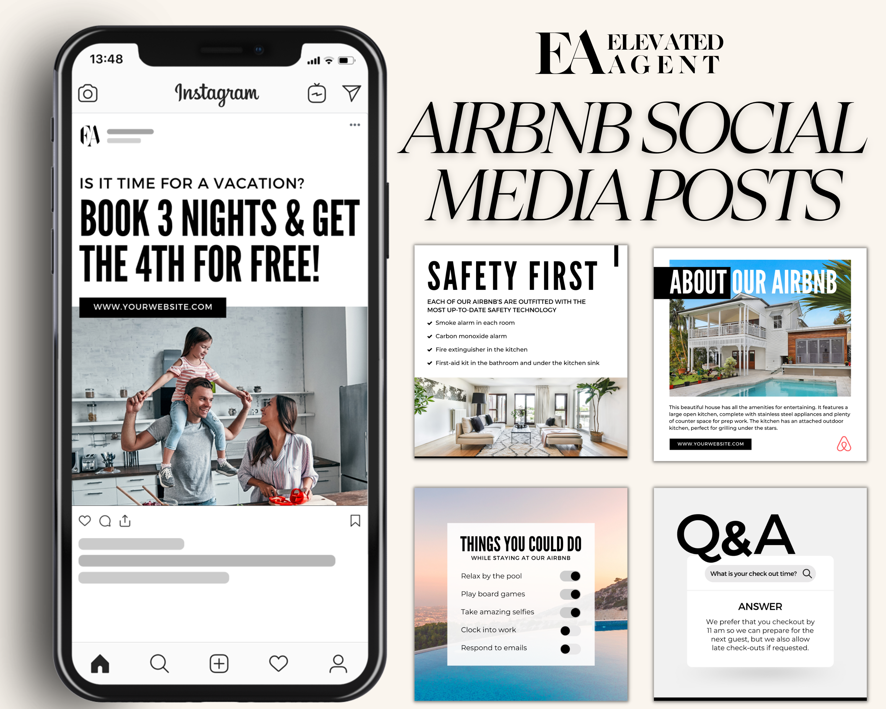 Real Estate Template – Minimal Airbnb Social Media Posts 1