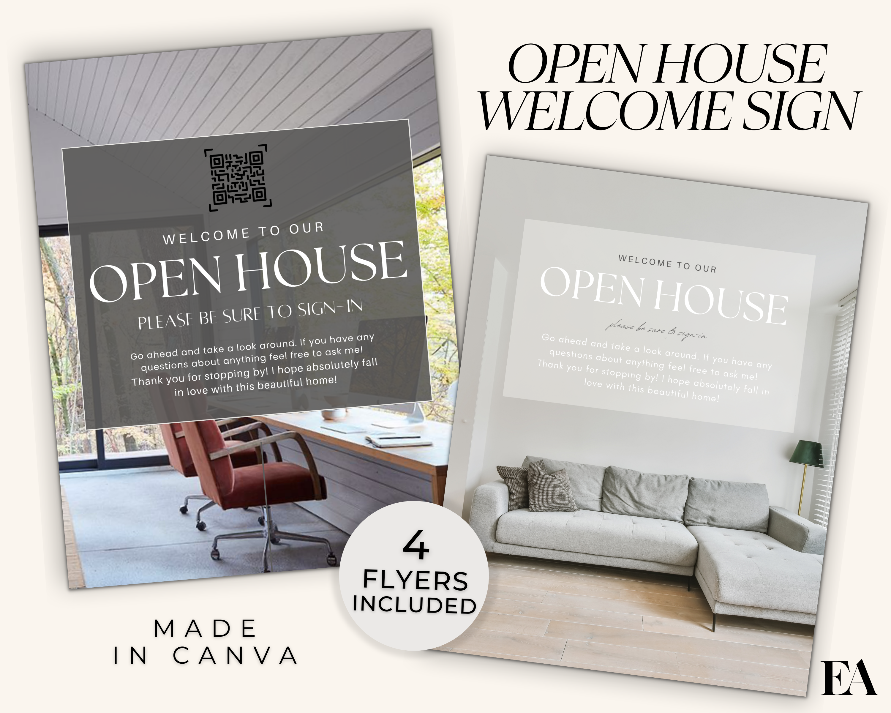 Real Estate Template – Peaceful Open House Welcome Sign